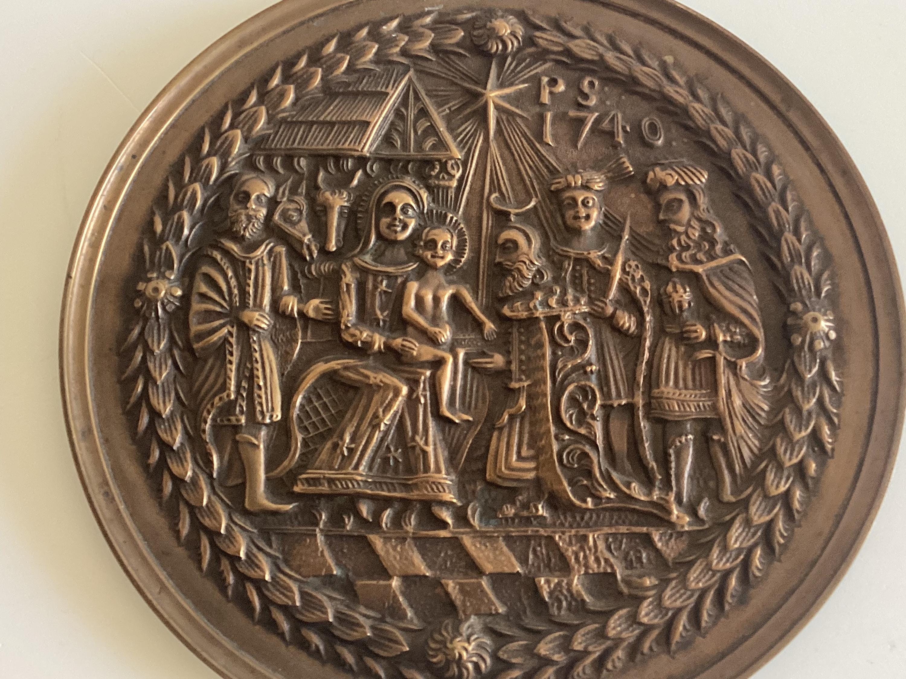 Antique Bronze Plaque | Nativity Scene, Wall Sculpture Religious Art — photo 3 of 6