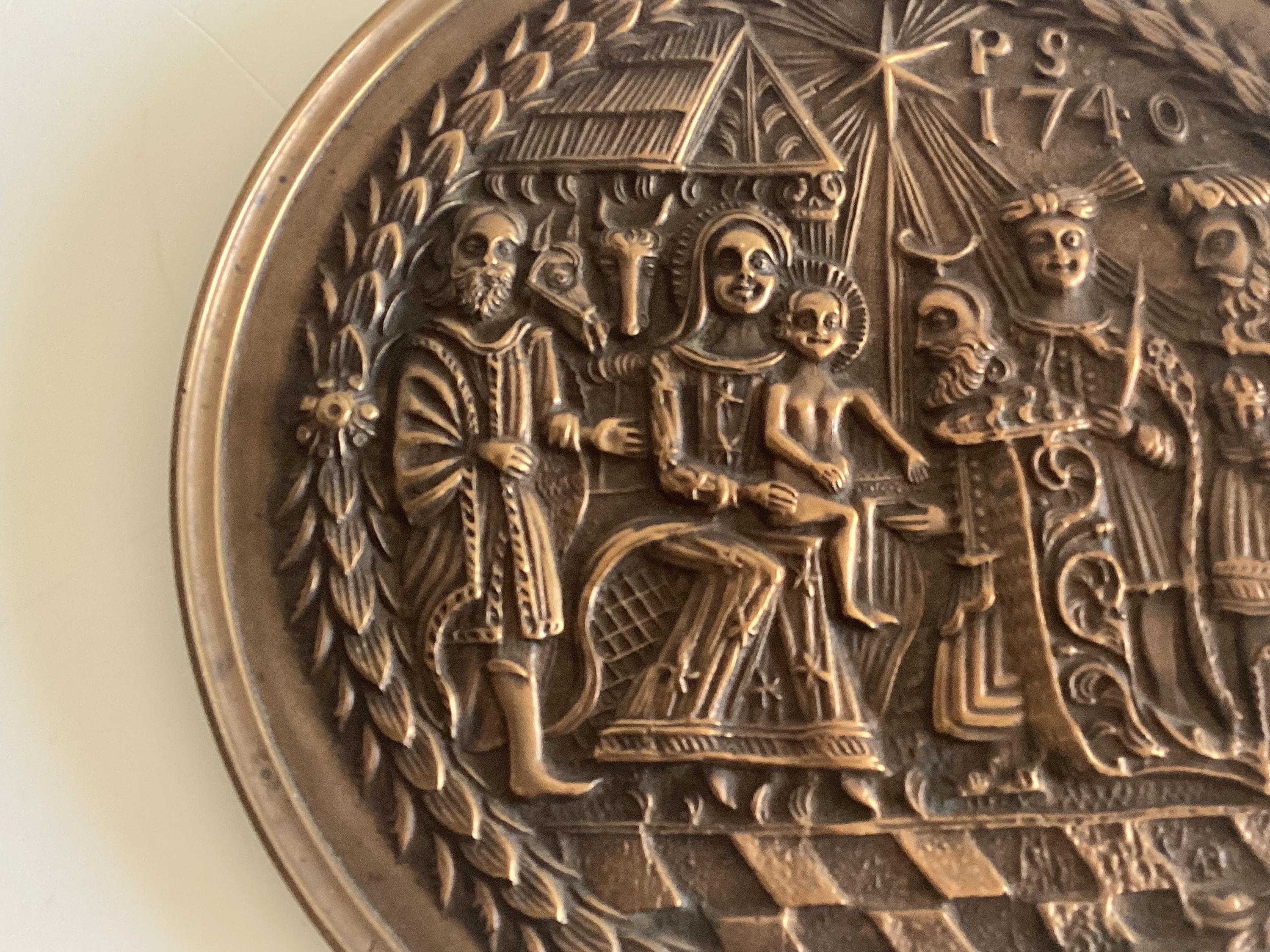 Antique Bronze Plaque | Nativity Scene, Wall Sculpture Religious Art — photo 4 of 6