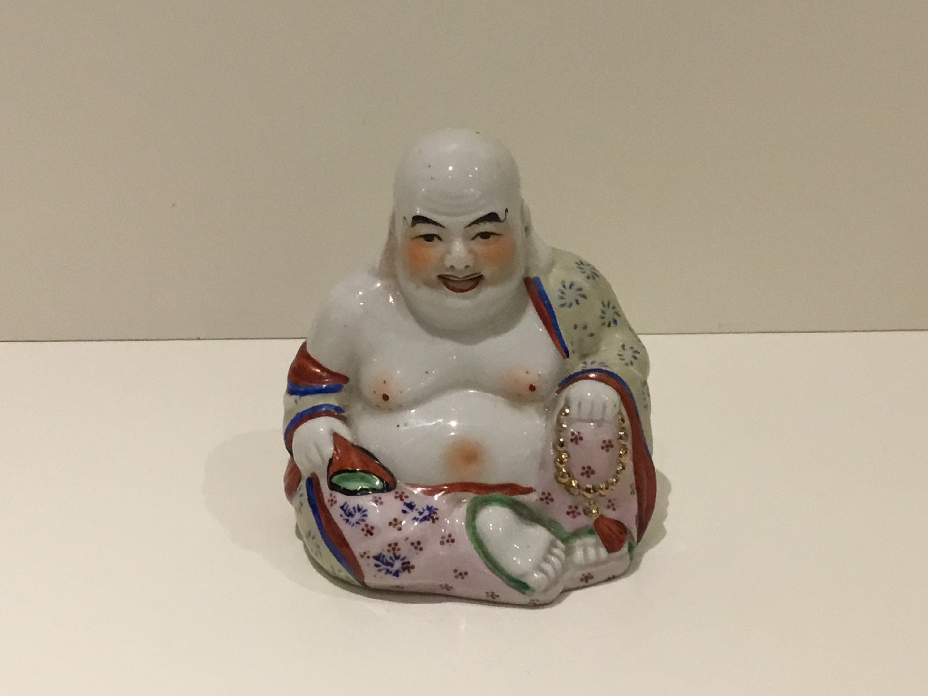 Vintage Buddha | 1950s Chinese Handmade Sitting Buddha, Thick Porcelain — photo 2 of 9