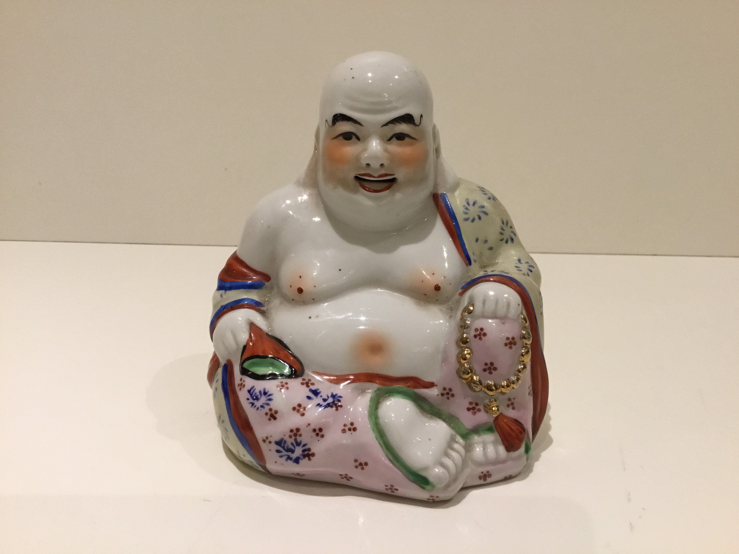 Vintage Buddha | 1950s Chinese Handmade Sitting Buddha, Thick Porcelain — photo 3 of 9