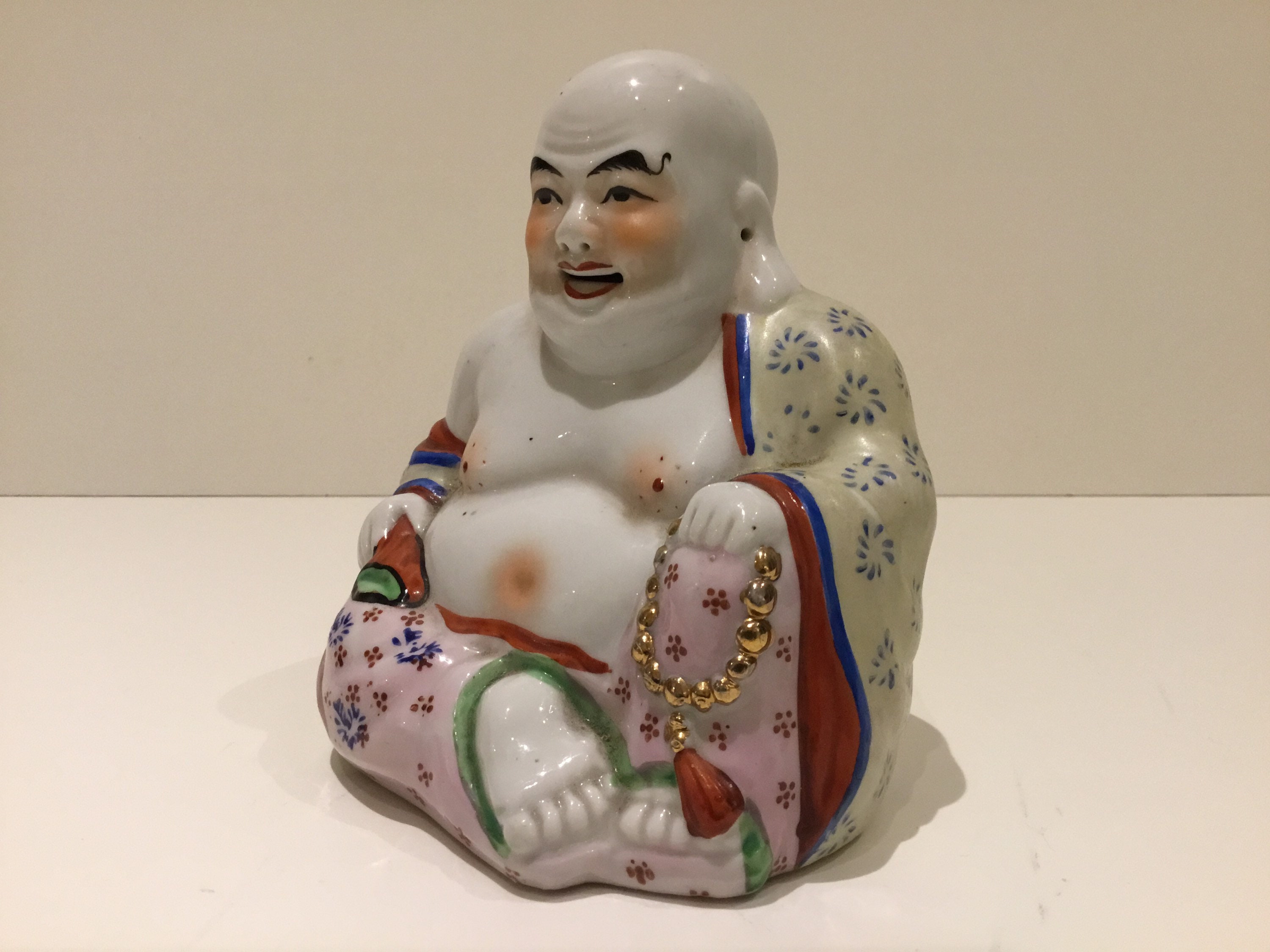 Vintage Buddha | 1950s Chinese Handmade Sitting Buddha, Thick Porcelain — photo 6 of 9