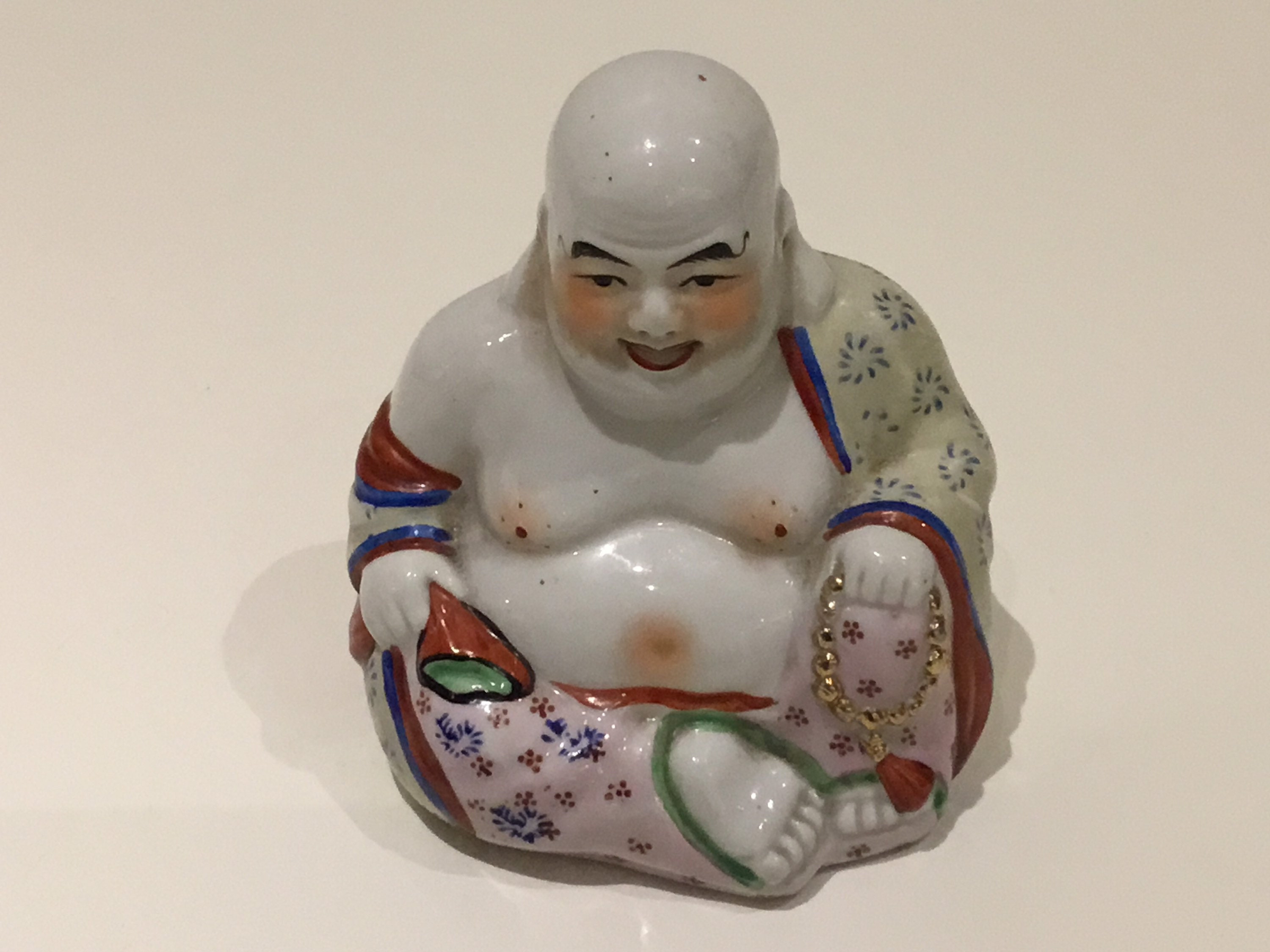 Vintage Buddha | 1950s Chinese Handmade Sitting Buddha, Thick Porcelain — photo 7 of 9