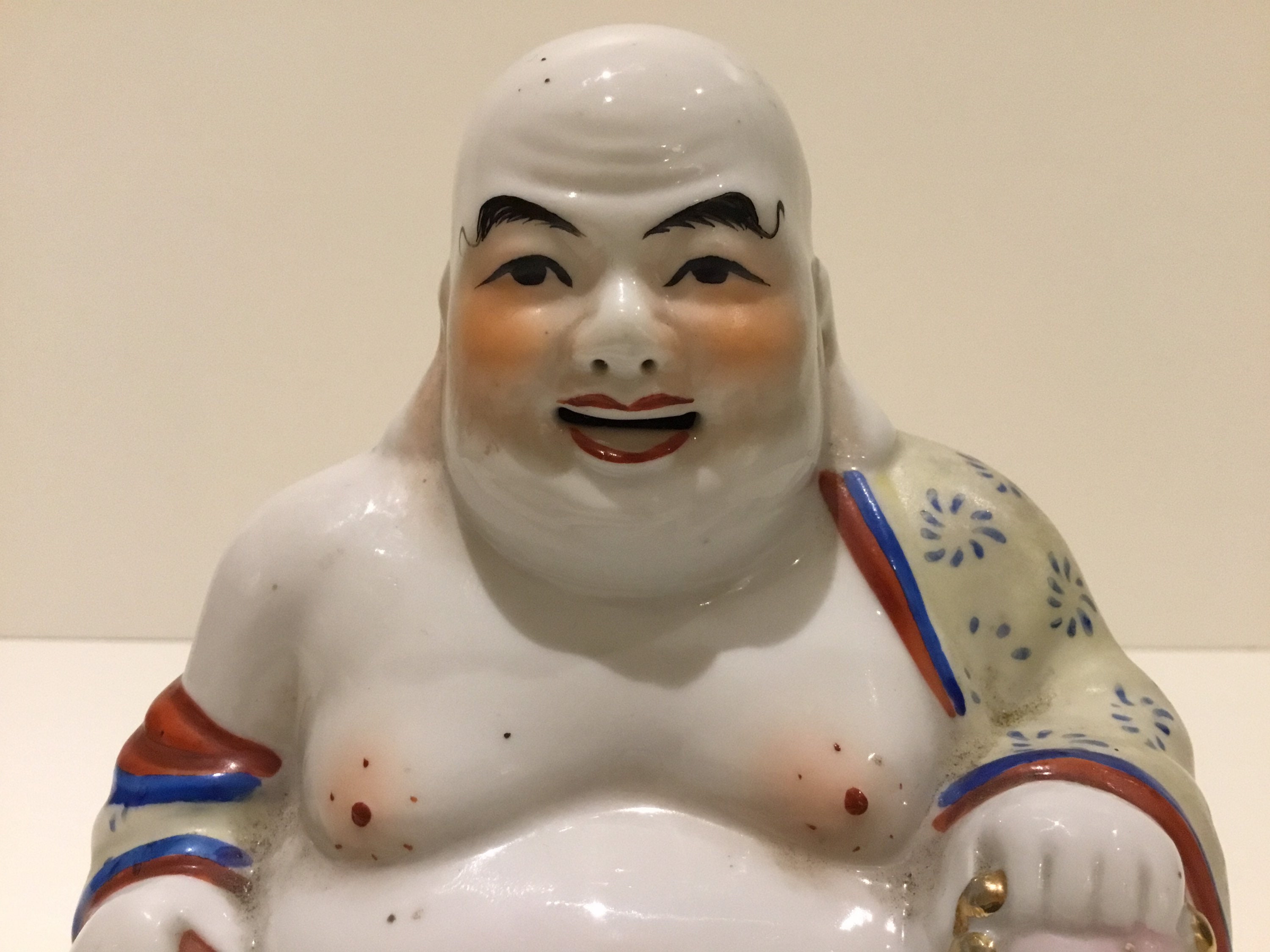 Vintage Buddha | 1950s Chinese Handmade Sitting Buddha, Thick Porcelain — photo 8 of 9