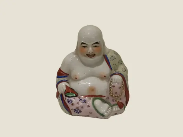Vintage Buddha | 1950s Chinese Handmade Sitting Buddha, Thick Porcelain