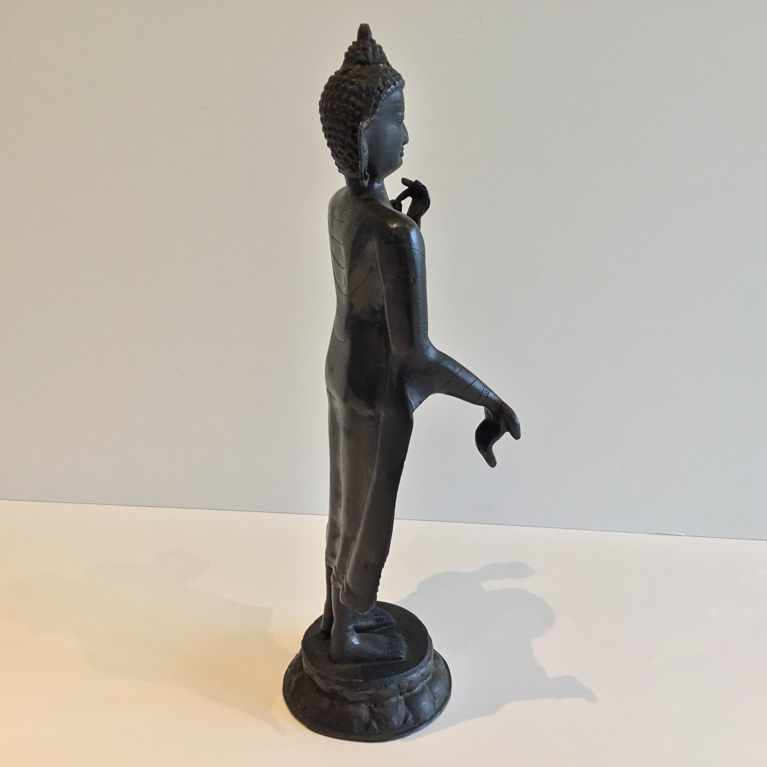Antique Bronze Buddha | 1900s Nepal Standing Statue, Substantial Original Patina — photo 5 of 10