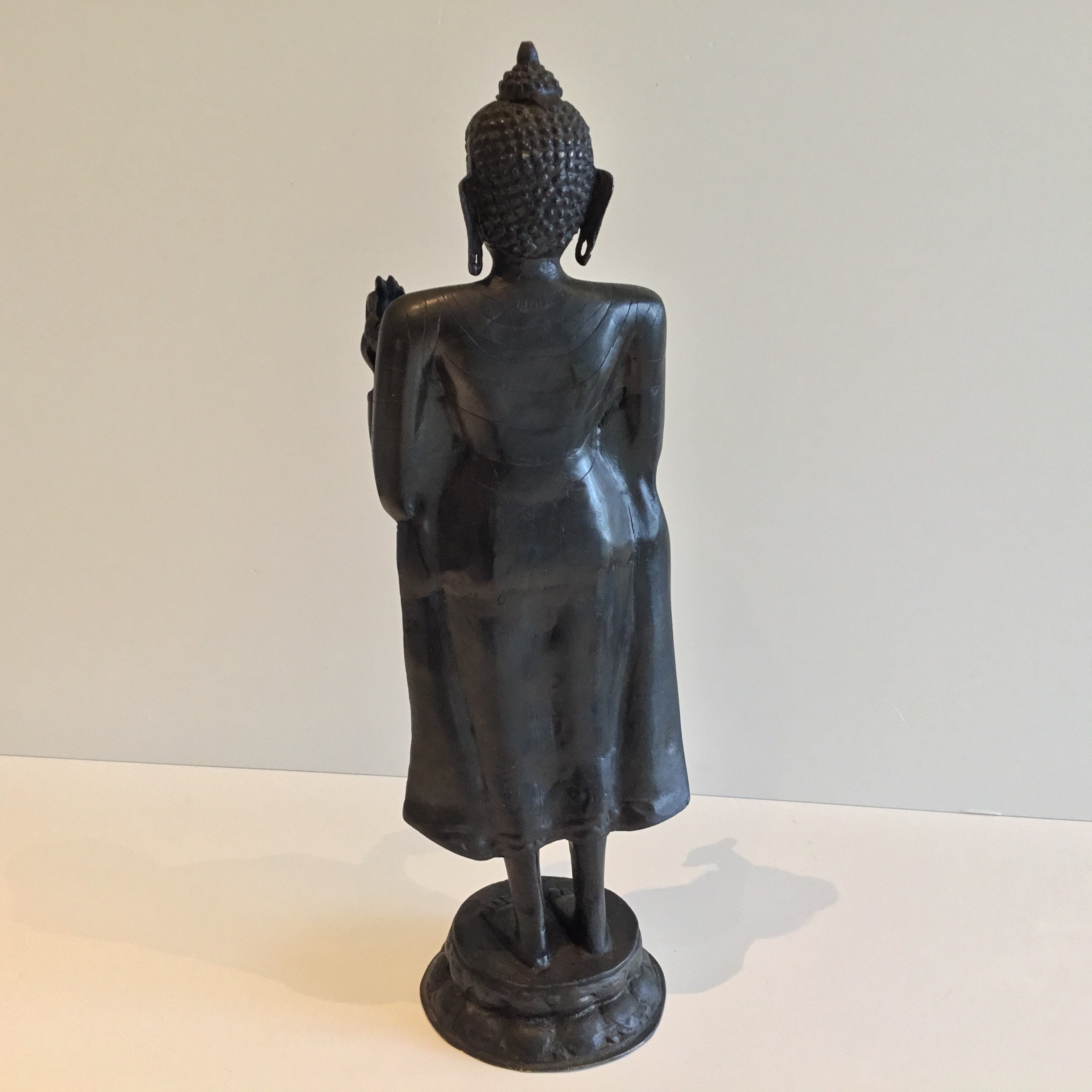 Antique Bronze Buddha | 1900s Nepal Standing Statue, Substantial Original Patina — photo 6 of 10