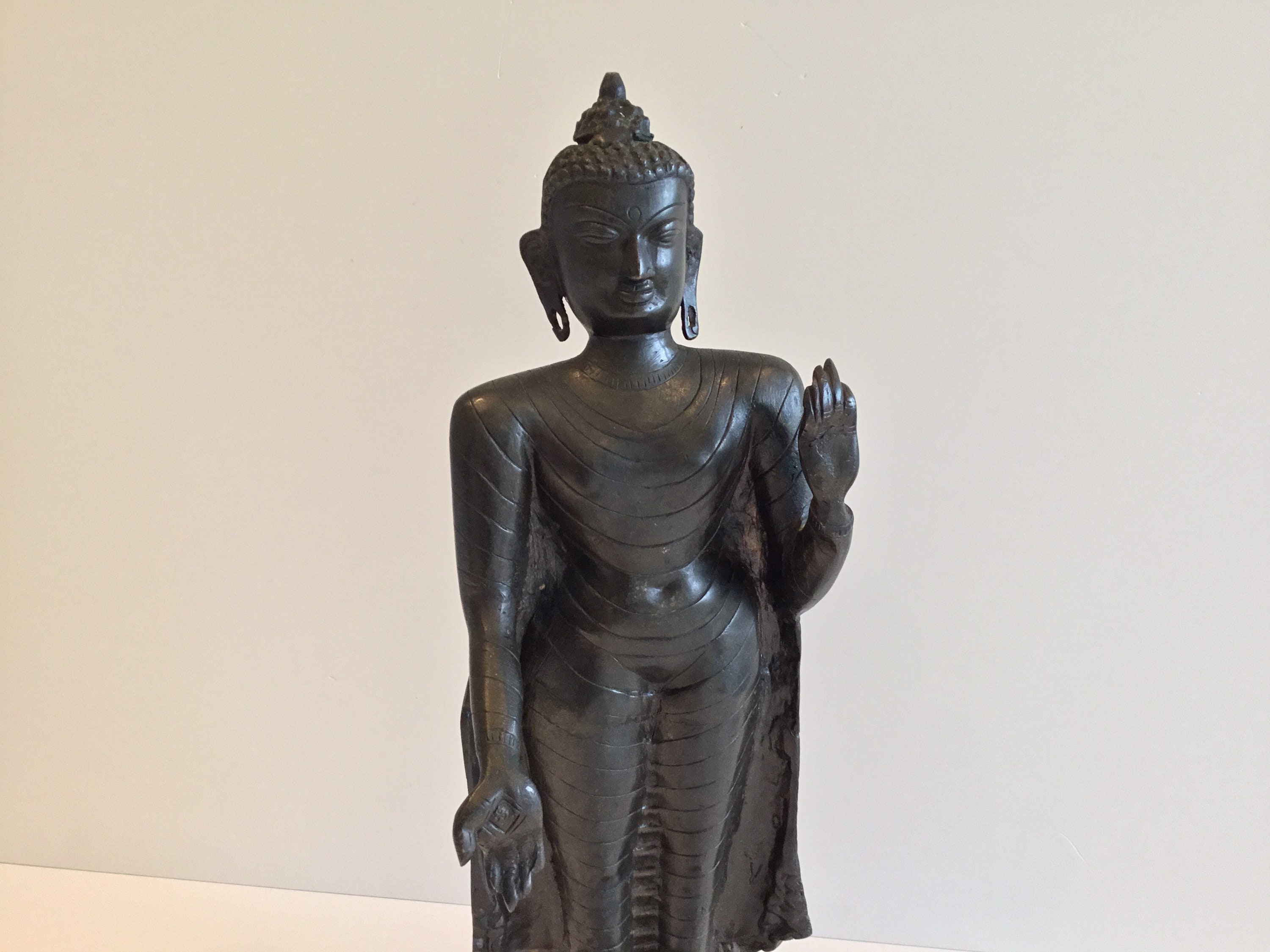 Antique Bronze Buddha | 1900s Nepal Standing Statue, Substantial Original Patina — photo 8 of 10