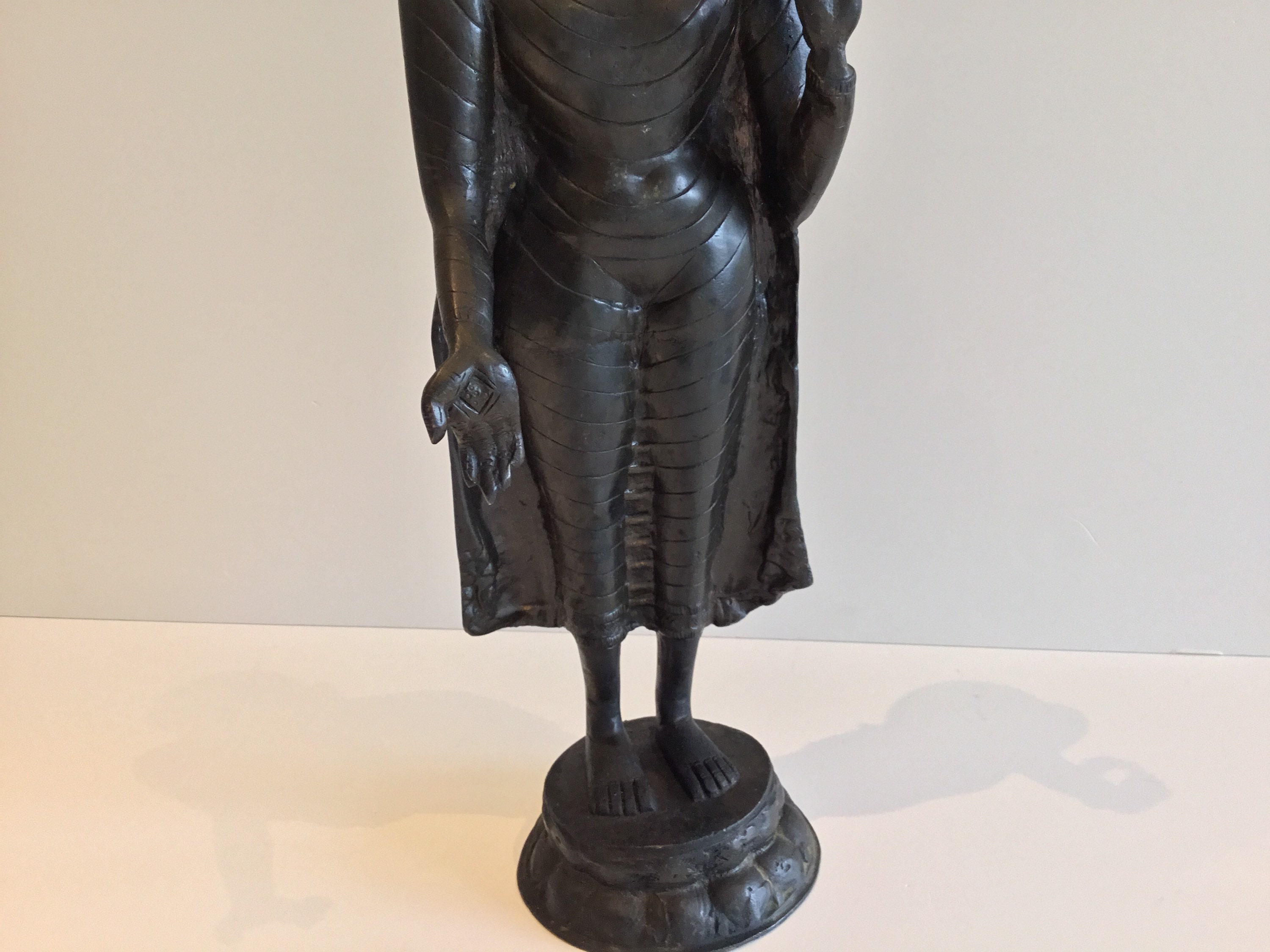 Antique Bronze Buddha | 1900s Nepal Standing Statue, Substantial Original Patina — photo 9 of 10