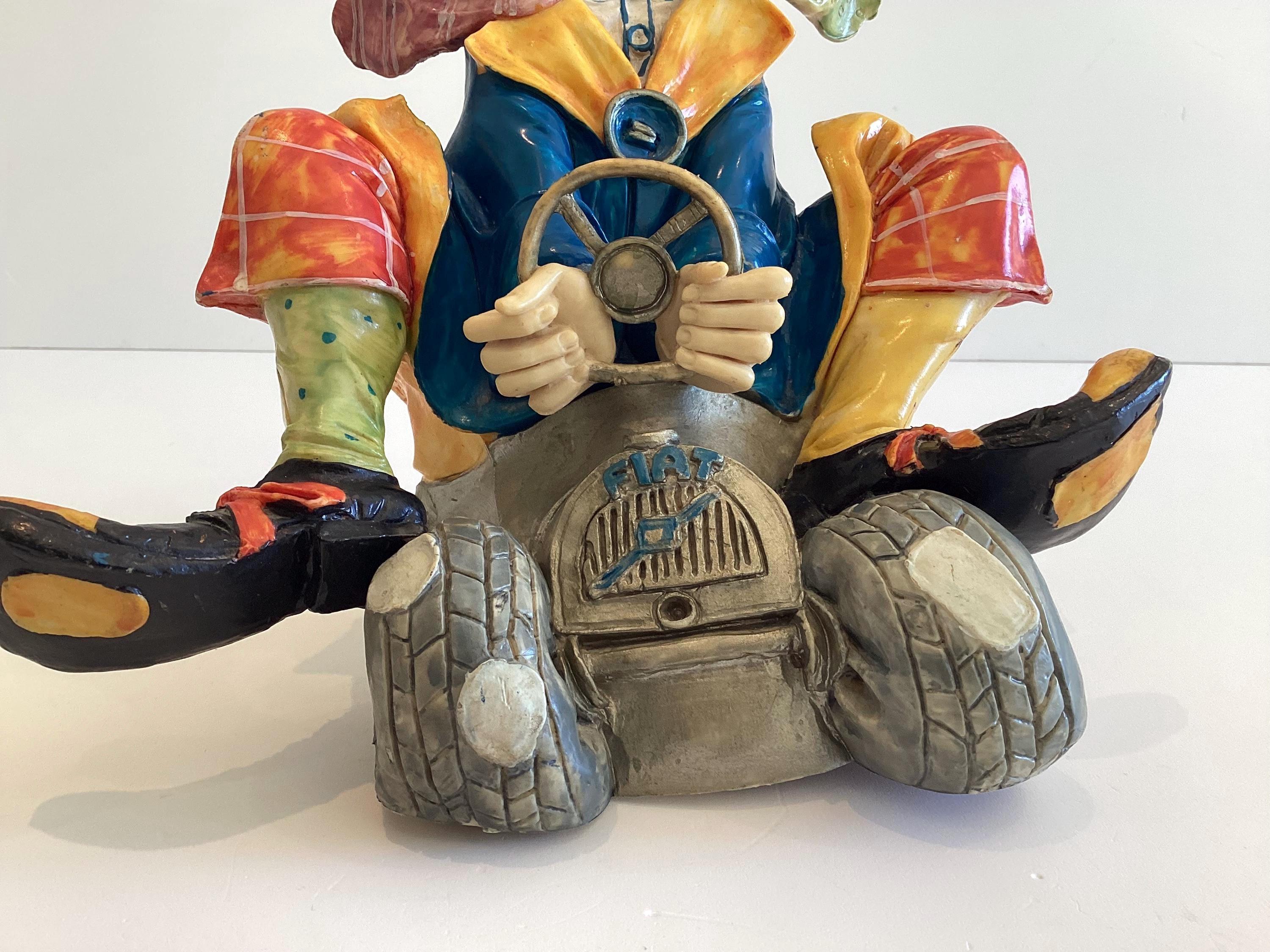 Vintage Clown Figurine | 1980s Italian Resin Sculpture D5073, Signed Fiat Car Statue — photo 11 of 11