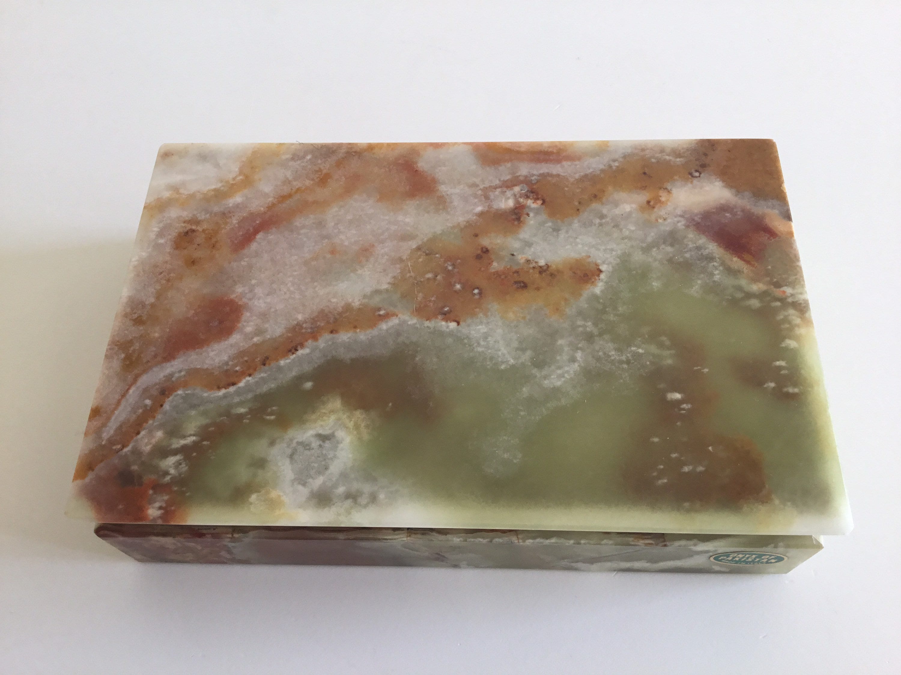 Vintage Onyx Box | 1950s Italian Cigarette Case, Gold Plated Mid Century Jewelry Box — photo 9 of 10