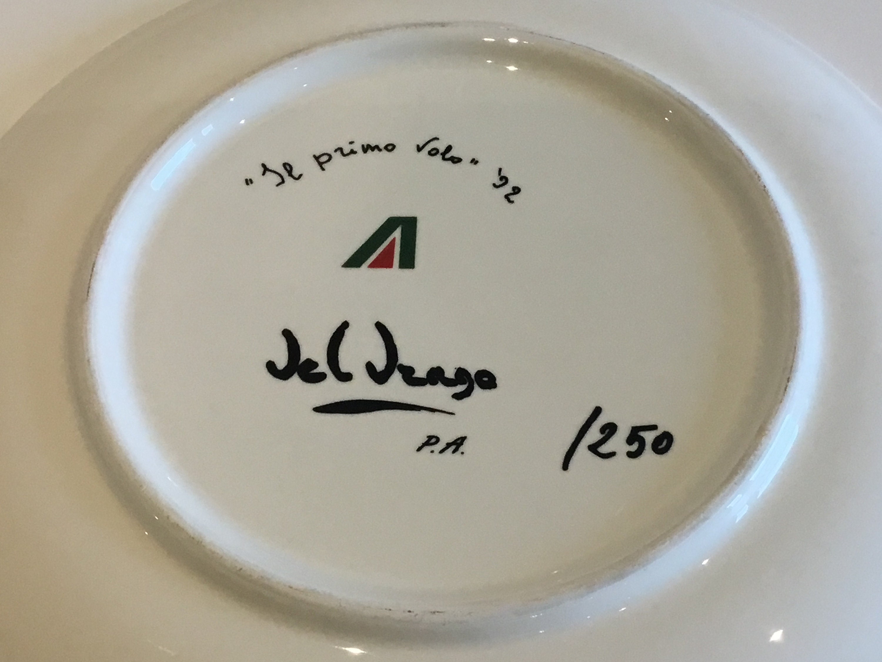 Rare "Del Drago" Plate (Alitalia) P.A. /250 First Series — photo 7 of 7