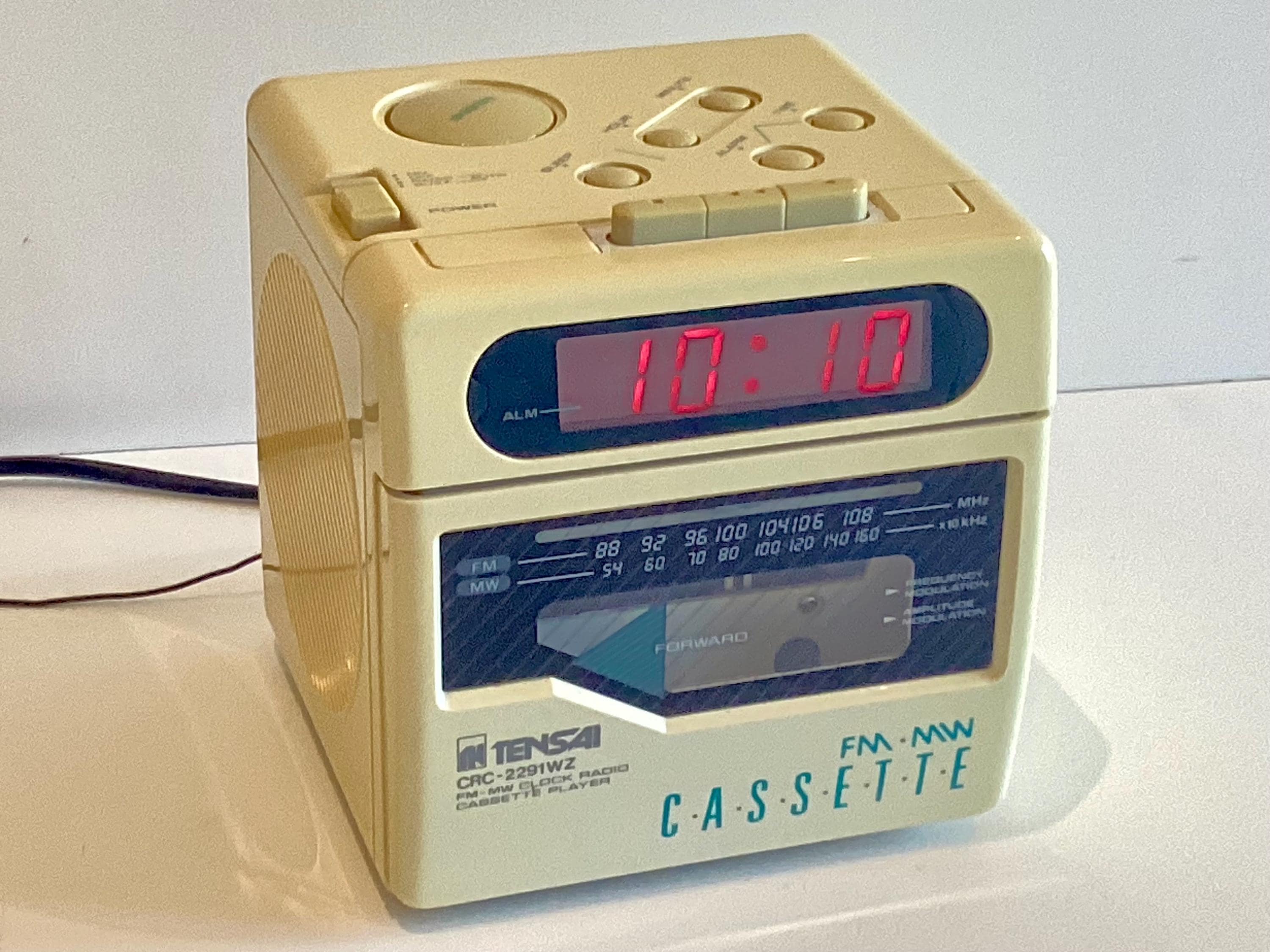 Vintage Radio Cube Clock | Tensai 1980s Cassette Player & Alarm, Rare Taiwan Retro Audio — photo 2 of 11