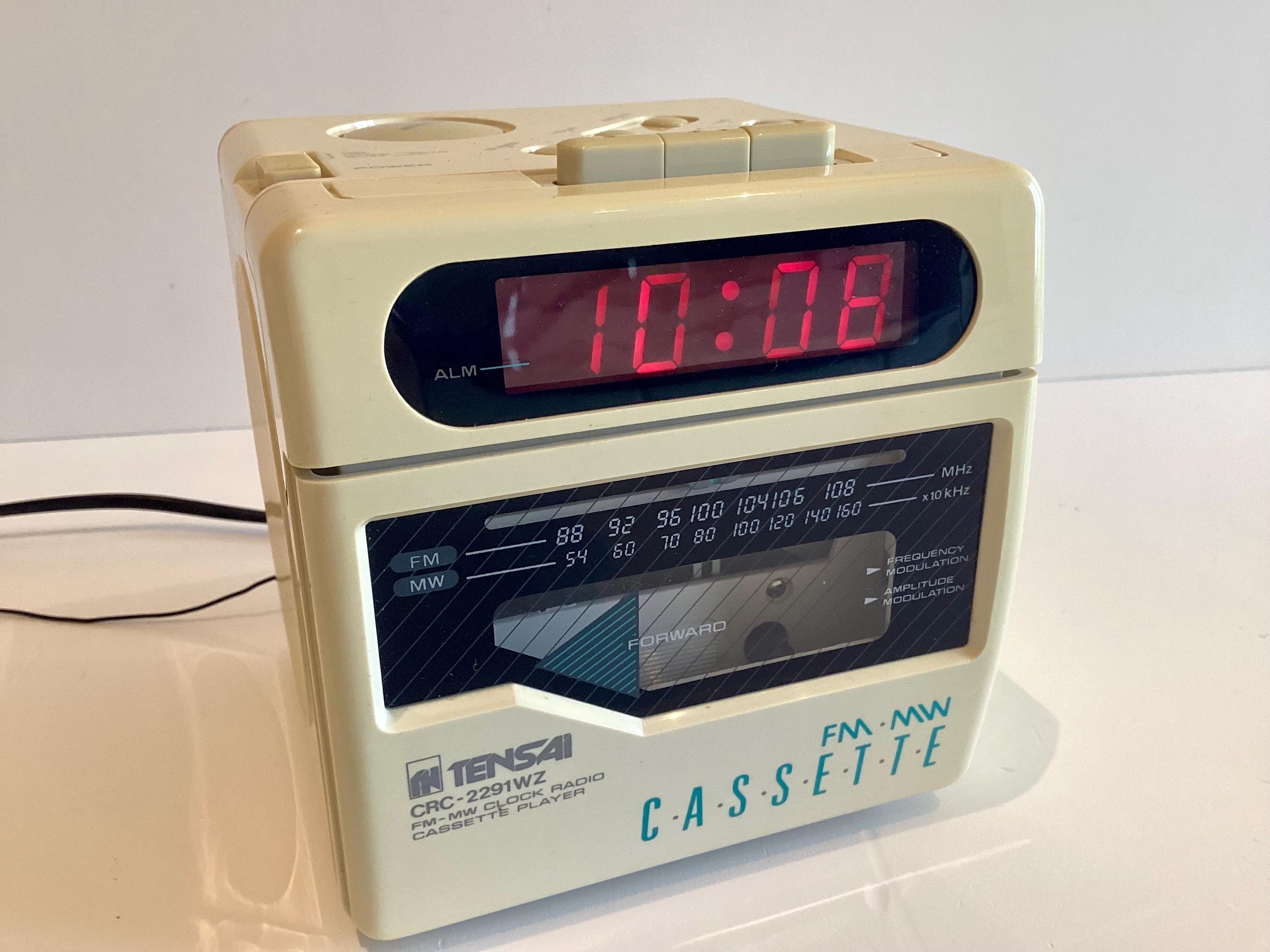 Vintage Radio Cube Clock | Tensai 1980s Cassette Player & Alarm, Rare Taiwan Retro Audio — photo 3 of 11