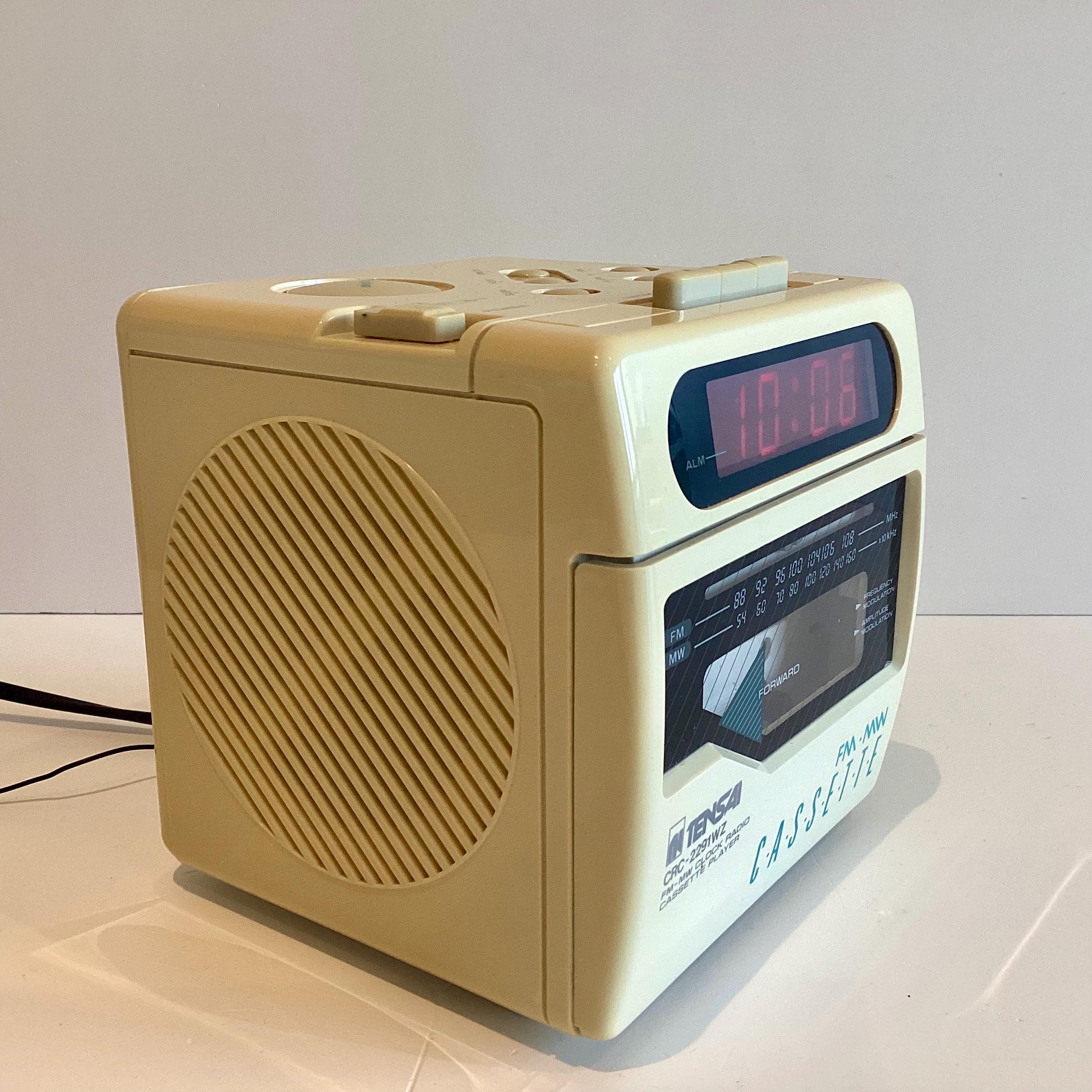 Vintage Radio Cube Clock | Tensai 1980s Cassette Player & Alarm, Rare Taiwan Retro Audio — photo 7 of 11