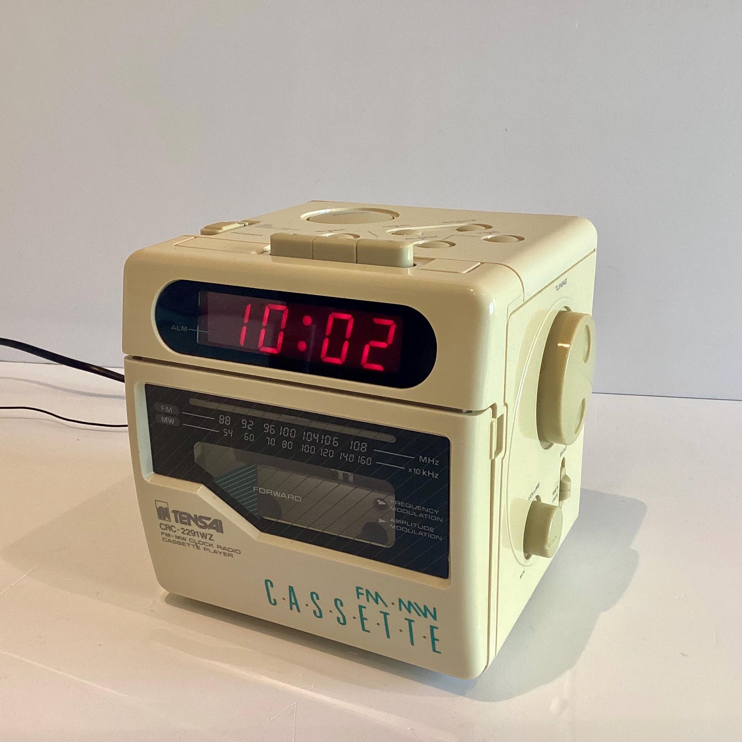 Vintage Radio Cube Clock | Tensai 1980s Cassette Player & Alarm, Rare Taiwan Retro Audio — photo 8 of 11