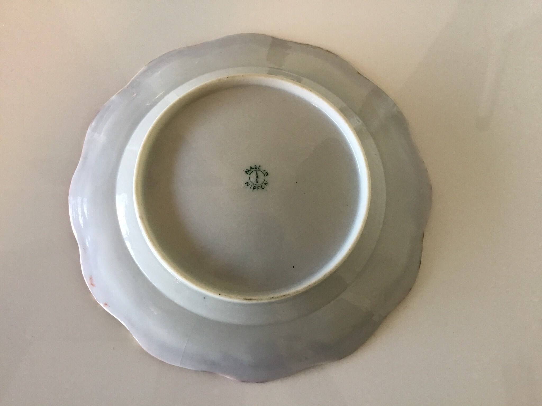 Vintage Japanese Plate | 1910s Hand Painted Nippon Porcelain, Gold Rim Kimono Scene — photo 4 of 5