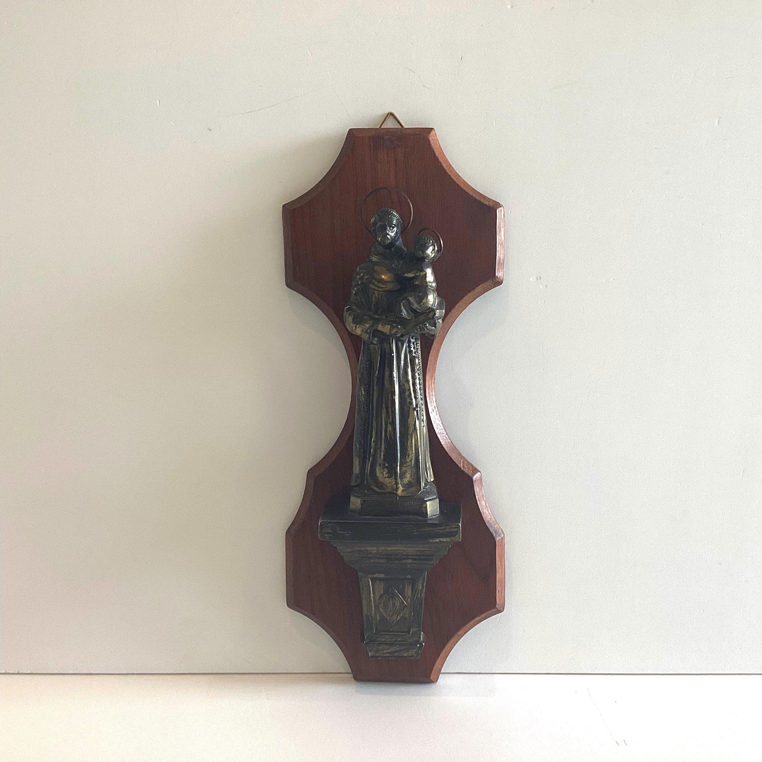 Antique Sculpture | 1900s French Saint Anthony, Religious Wall Statue — photo 2 of 8