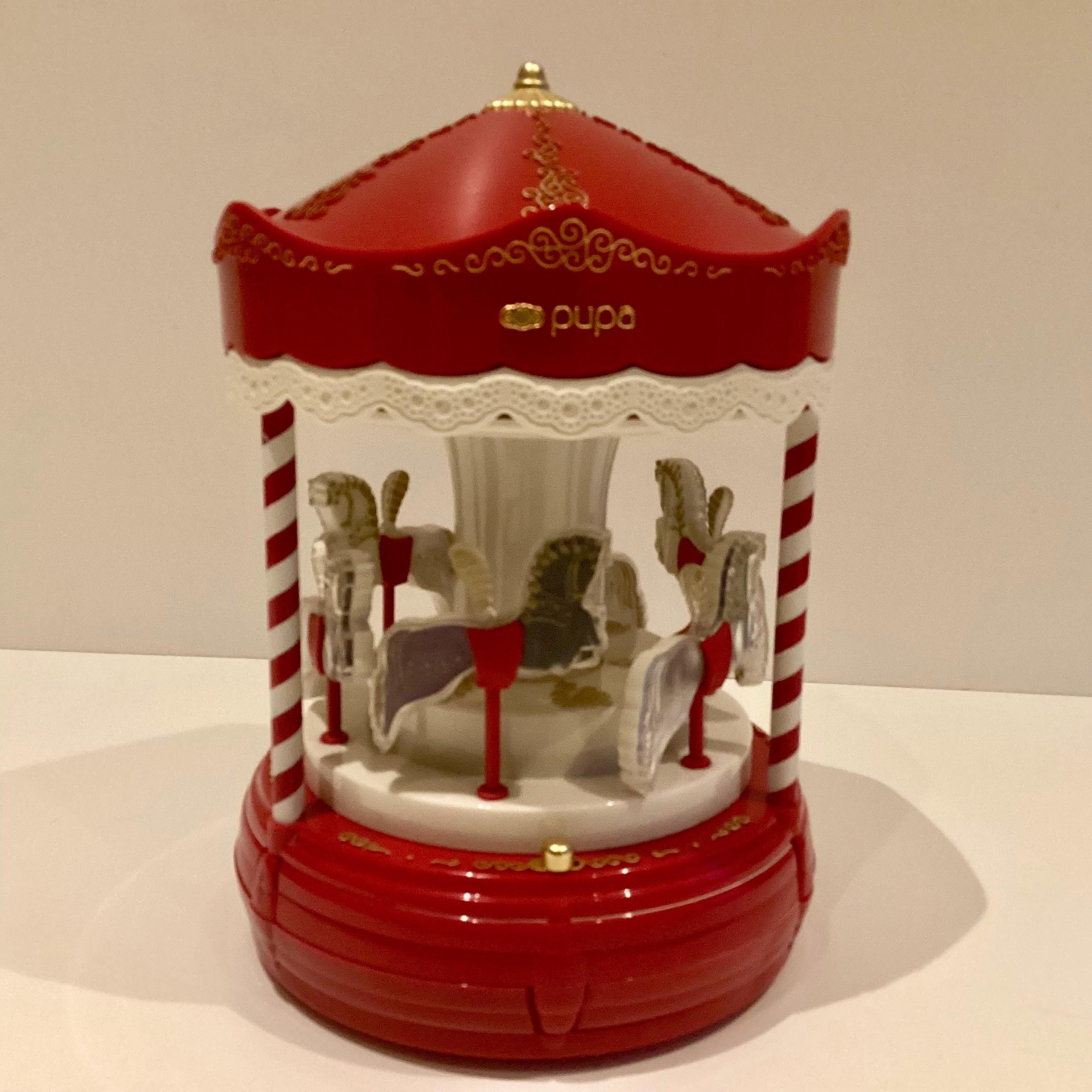 Vintage Vanity Pupa Milano Carousel Carillon Music Box, 1993 Limited Edition with Tin Box — photo 5 of 11