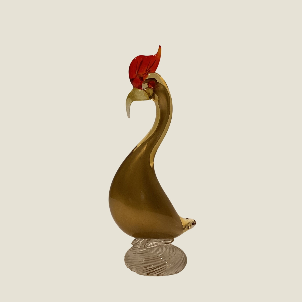 Vintage Murano Glass | Barovier & Toso 1940s Rooster, Submerged Glass with 24k Gold