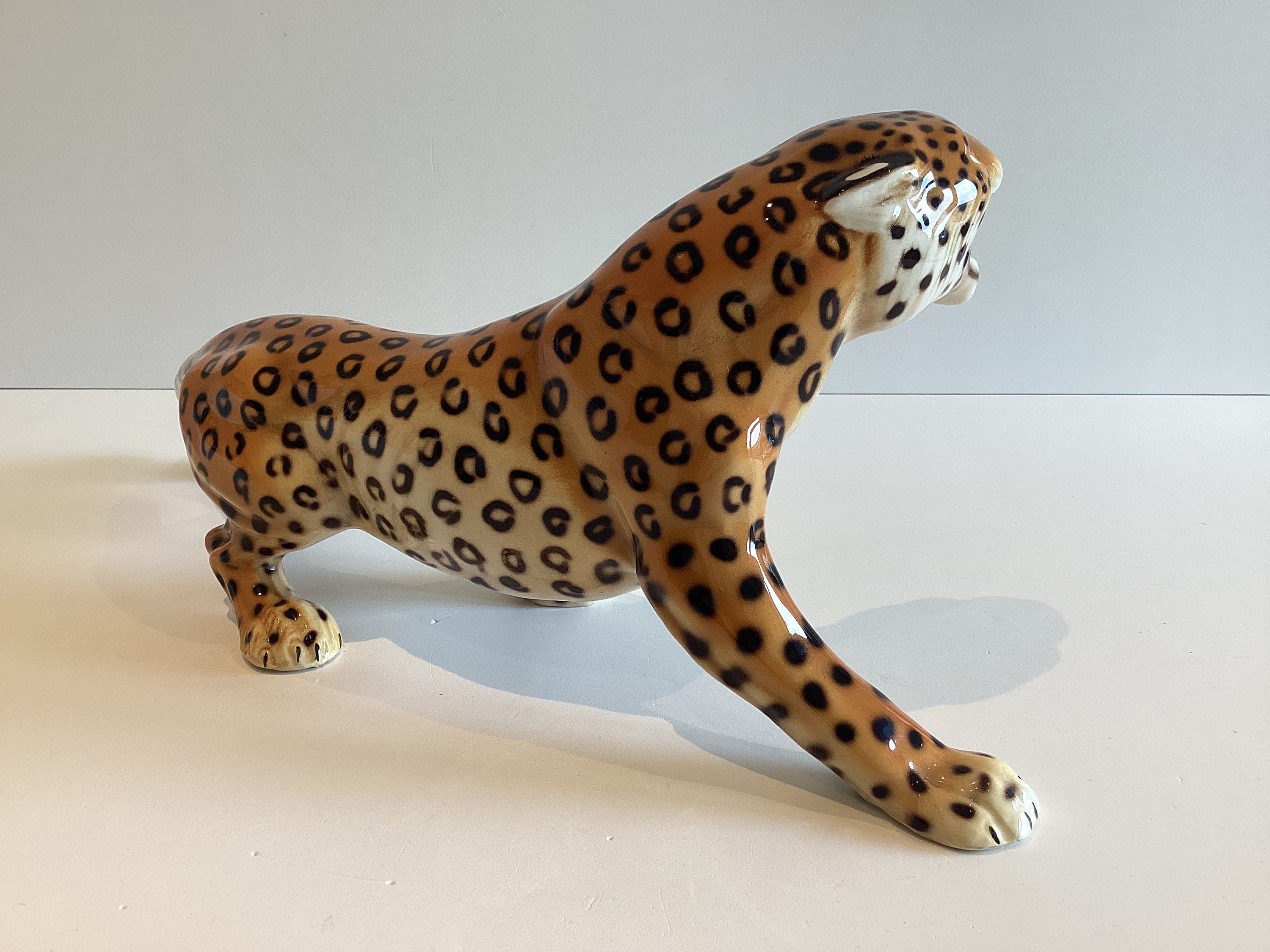 Vintage Ceramic Leopard | Giovanni Ronzan Lenci School, Italian Mid-Century Animal Sculpture, 1970s — photo 7 of 8