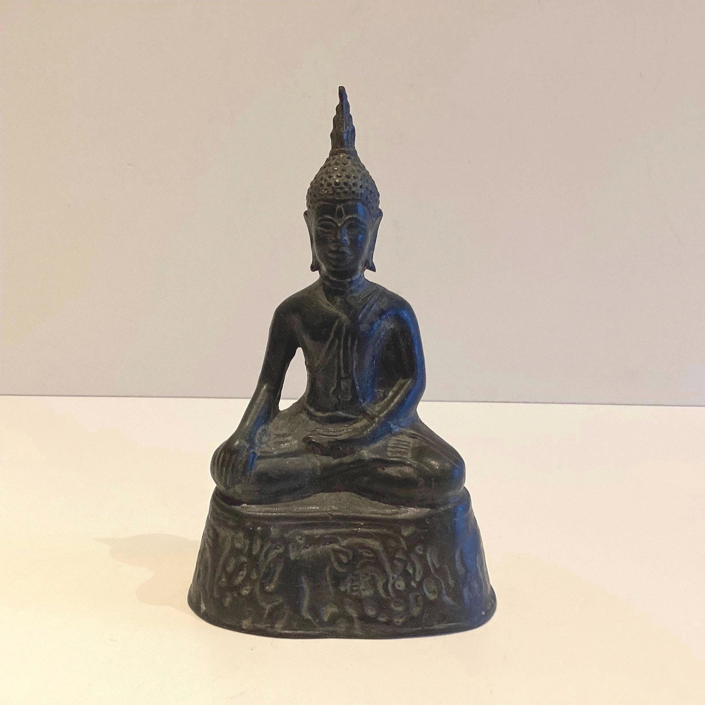 Antique Bronze Buddha | Late 1800 Thai Meditation Statue, Original Patina Buddhist Art — photo 2 of 10