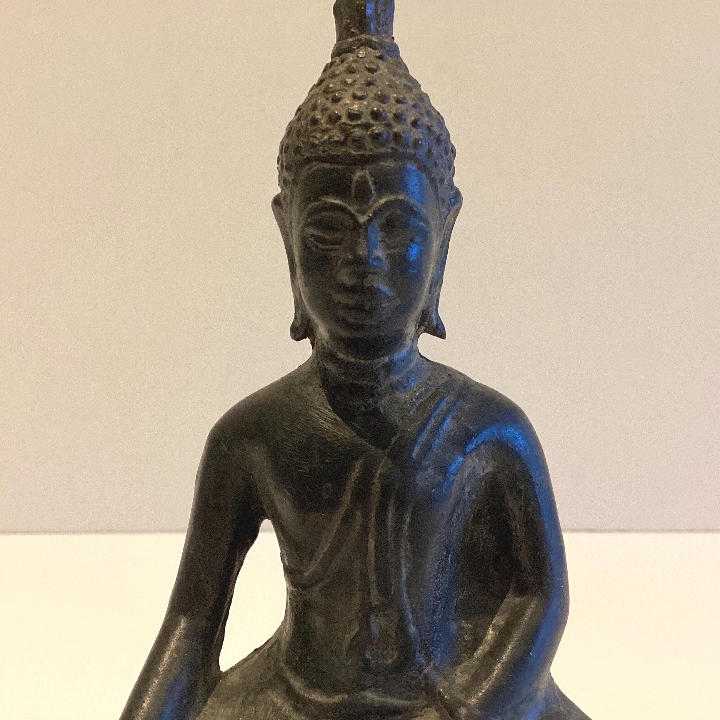 Antique Bronze Buddha | Late 1800 Thai Meditation Statue, Original Patina Buddhist Art — photo 9 of 10