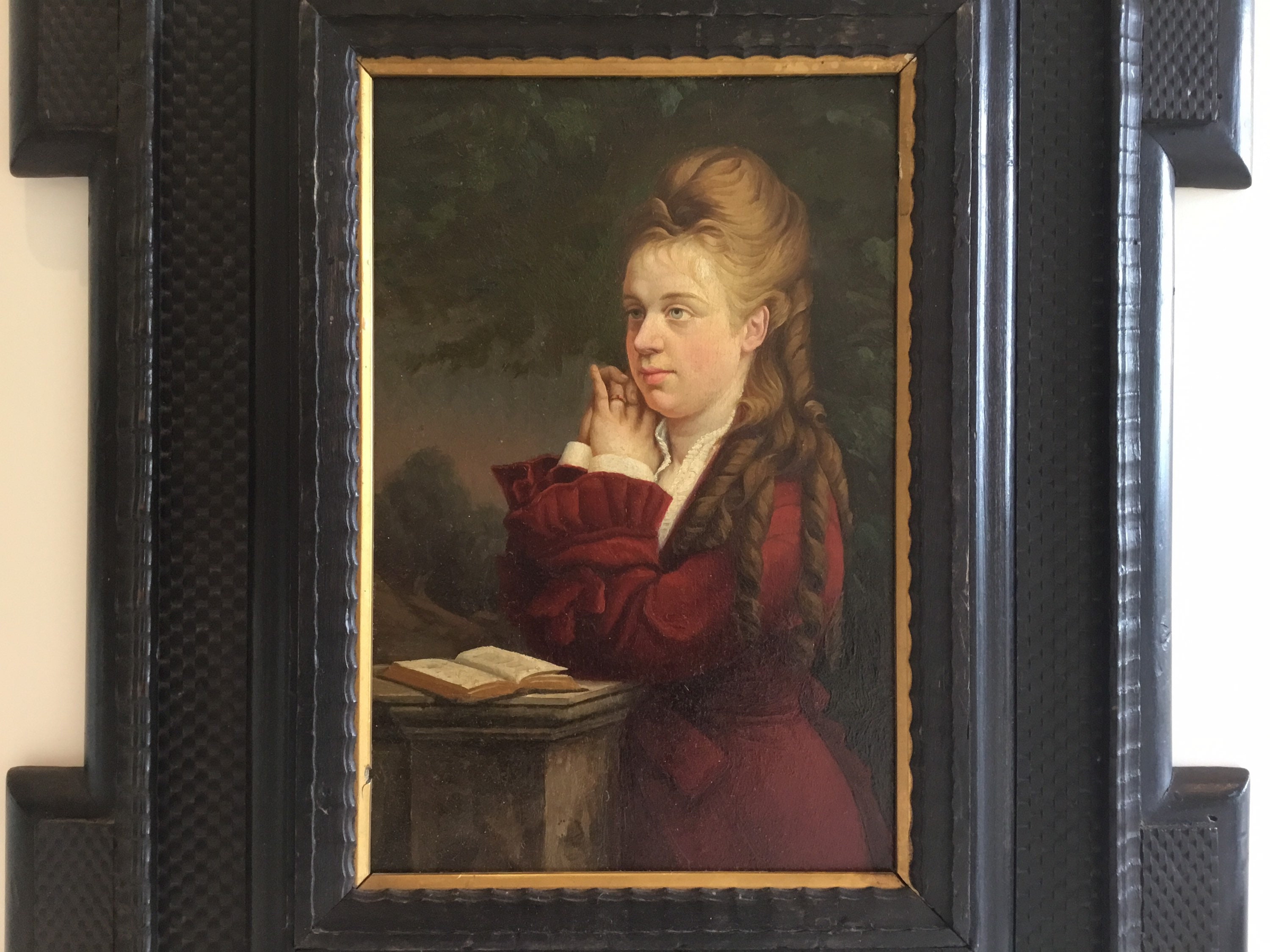 Antique Painting – French Portrait of a Girl (19th Century) Oil on Wood — photo 3 of 11