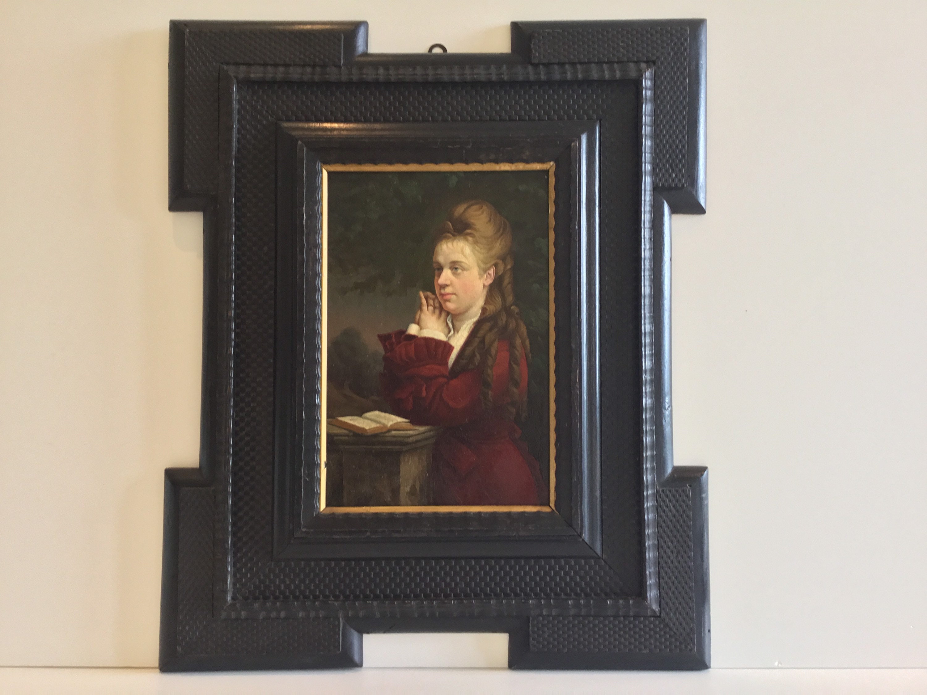 Antique Painting – French Portrait of a Girl (19th Century) Oil on Wood — photo 4 of 11