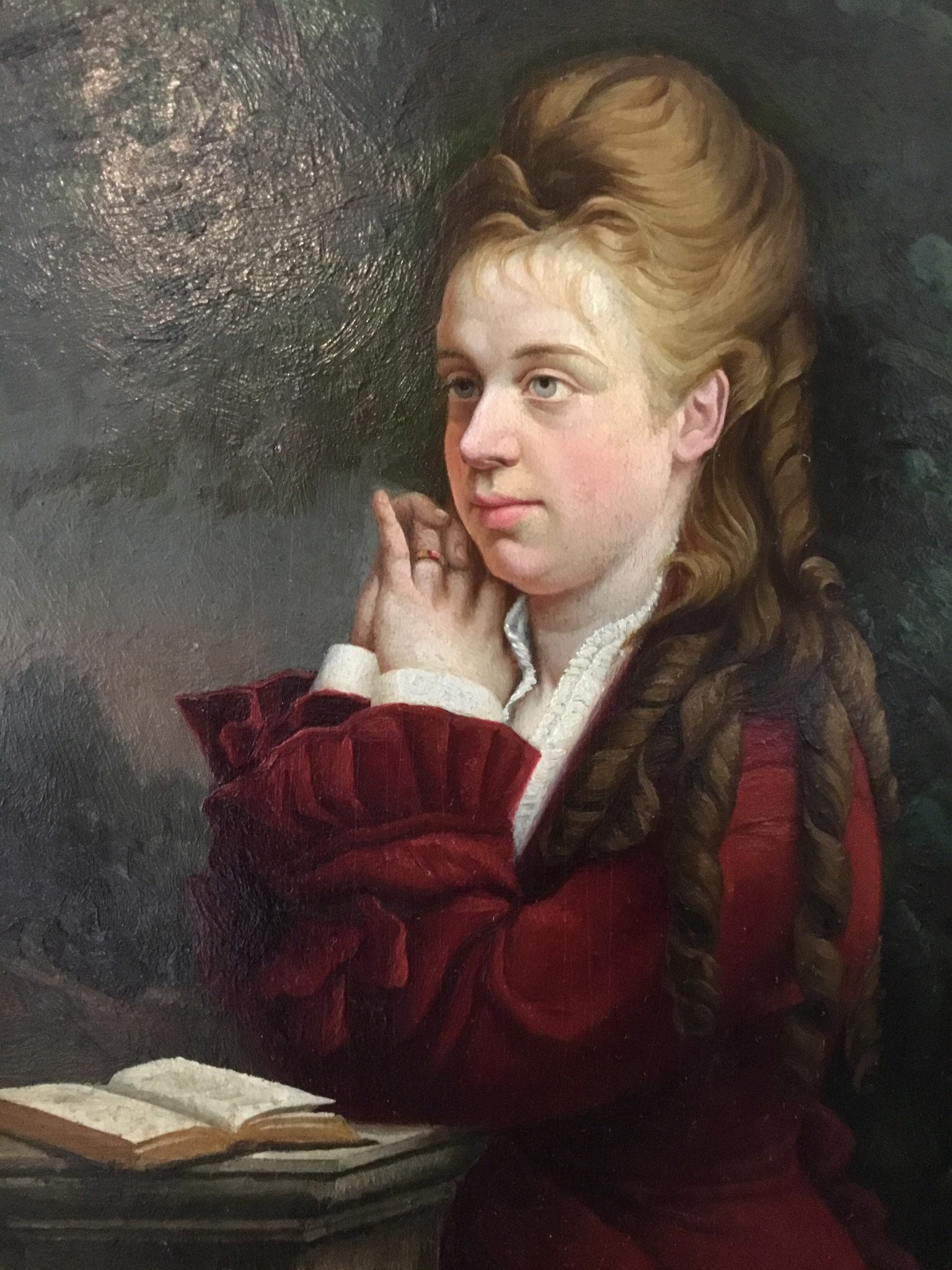 Antique Painting – French Portrait of a Girl (19th Century) Oil on Wood — photo 5 of 11