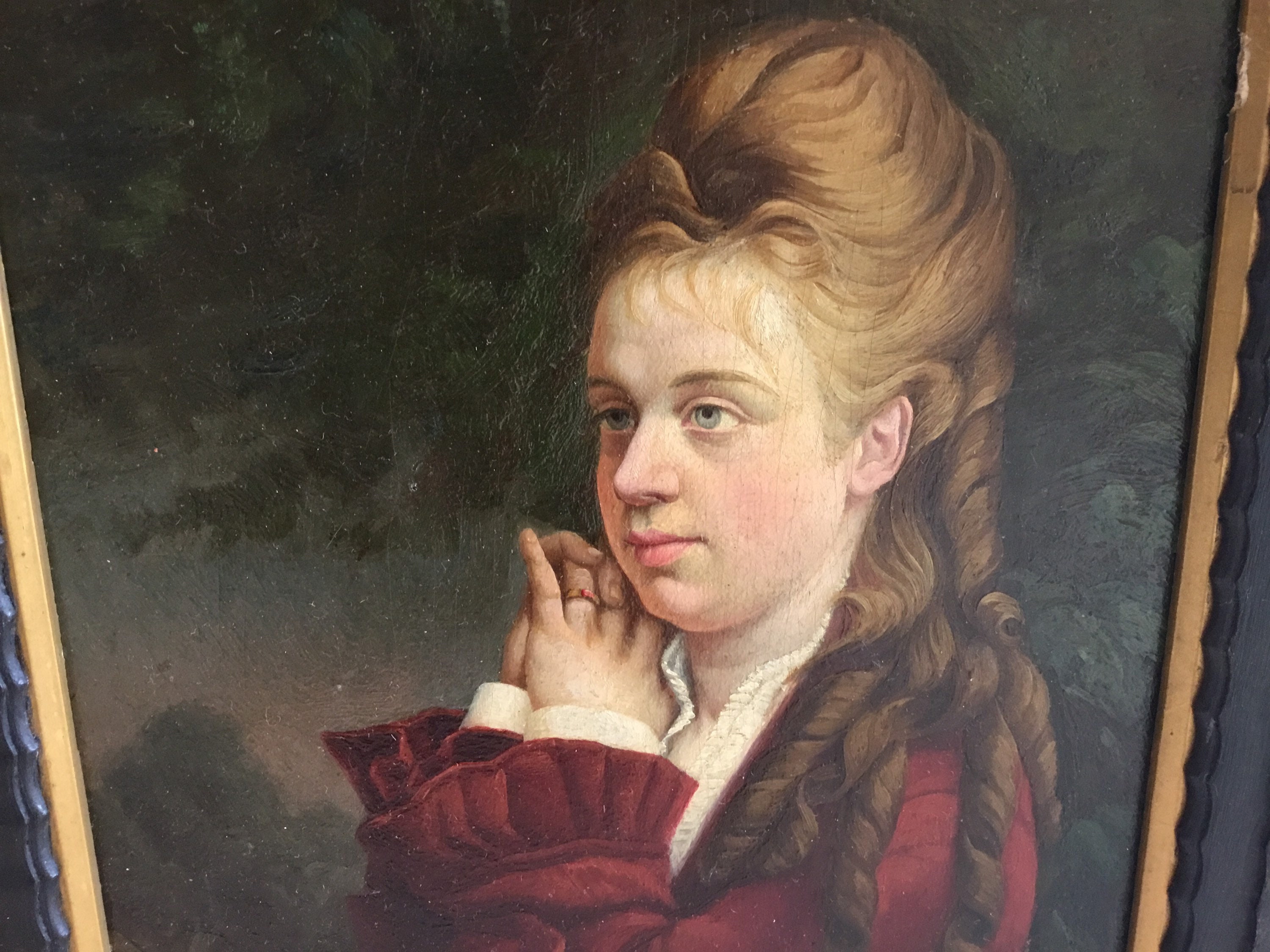 Antique Painting – French Portrait of a Girl (19th Century) Oil on Wood — photo 7 of 11