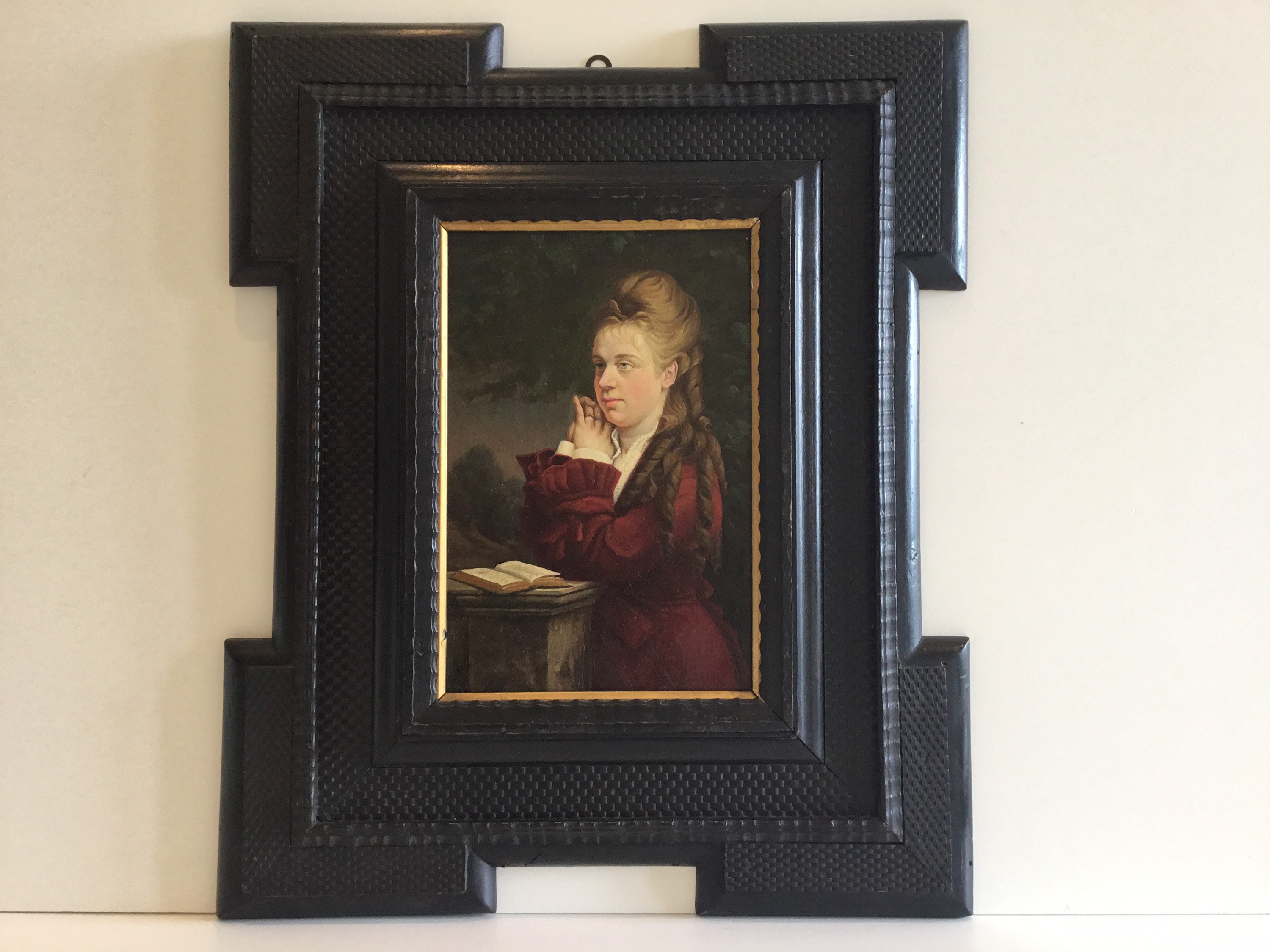 Antique Painting – French Portrait of a Girl (19th Century) Oil on Wood — photo 8 of 11