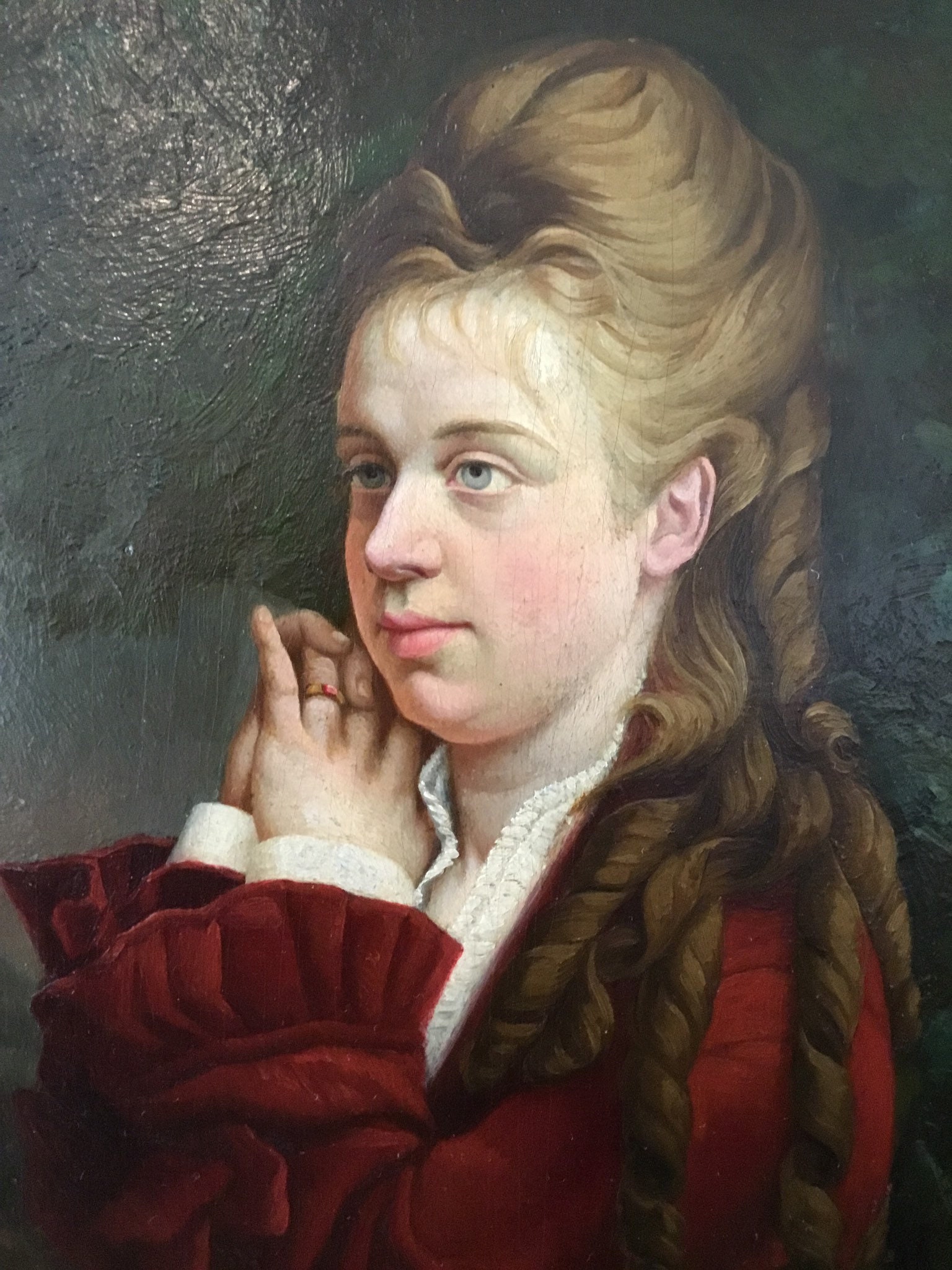 Antique Painting – French Portrait of a Girl (19th Century) Oil on Wood — photo 9 of 11