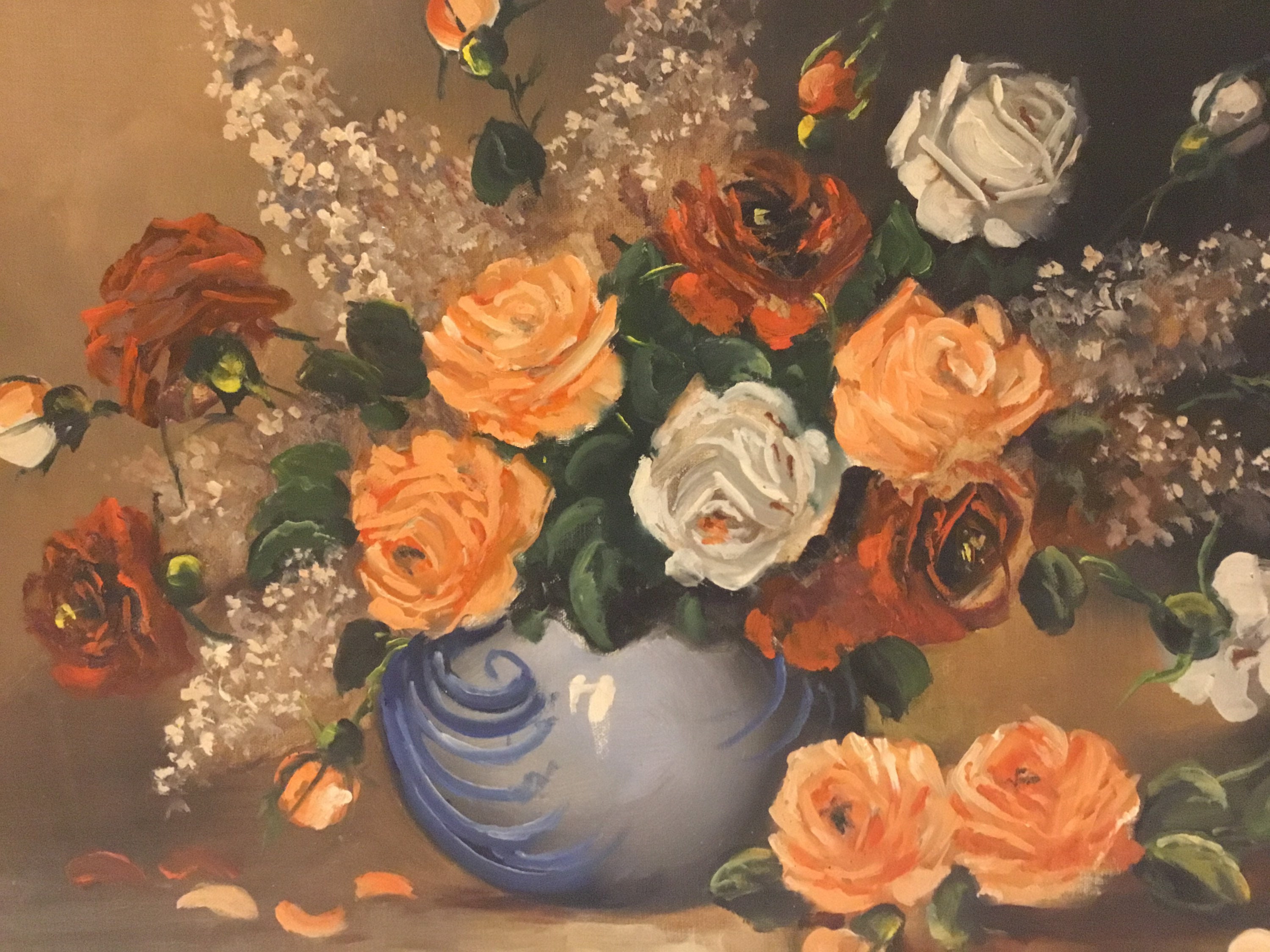 Vintage Floral Painting | 1930s Dutch Art Deco Still Life, Oil on Canvas Signed — photo 5 of 11