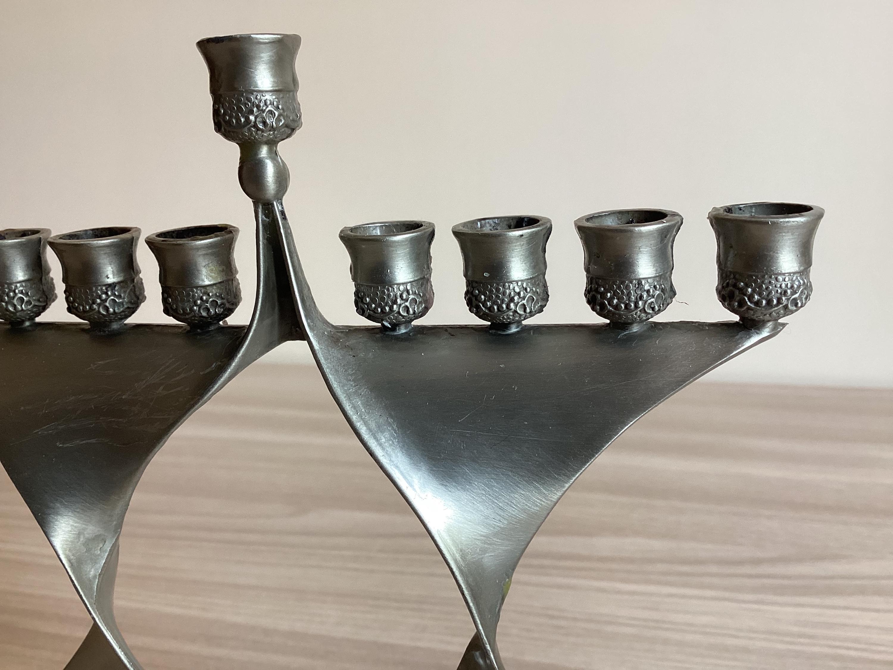 Vintage Menorah 1960s | Nine Candles Israeli Judaica Jerusalem Rare  Candelabra — photo 7 of 9