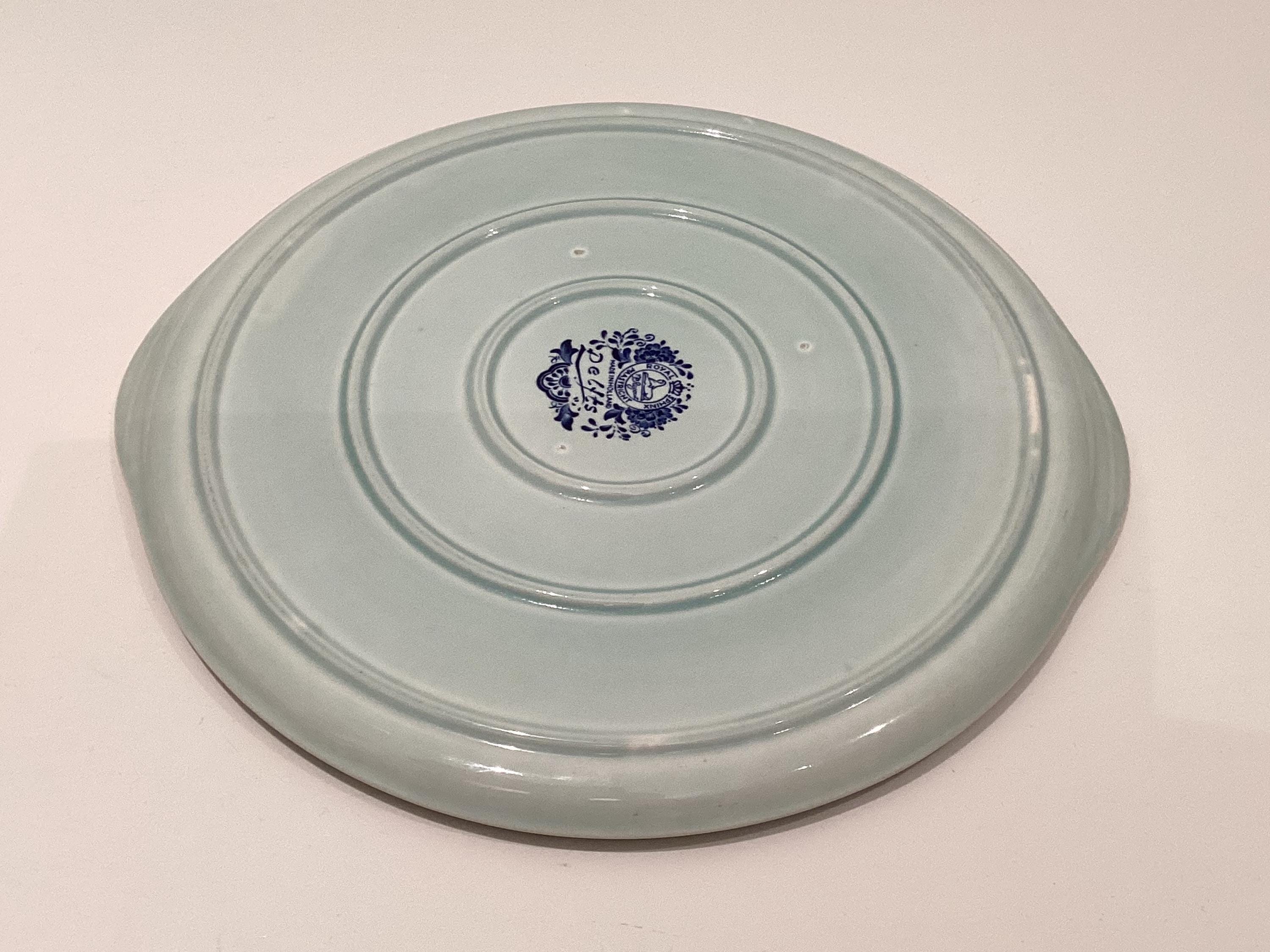 Vintage Delft Plate | Royal Sphinx Maastricht 1950s, Petrus Regout Blue Geometric Tray — photo 7 of 7
