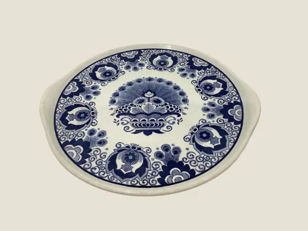 Vintage Delft Plate | Royal Sphinx Maastricht 1950s, Petrus Regout Blue Geometric Tray