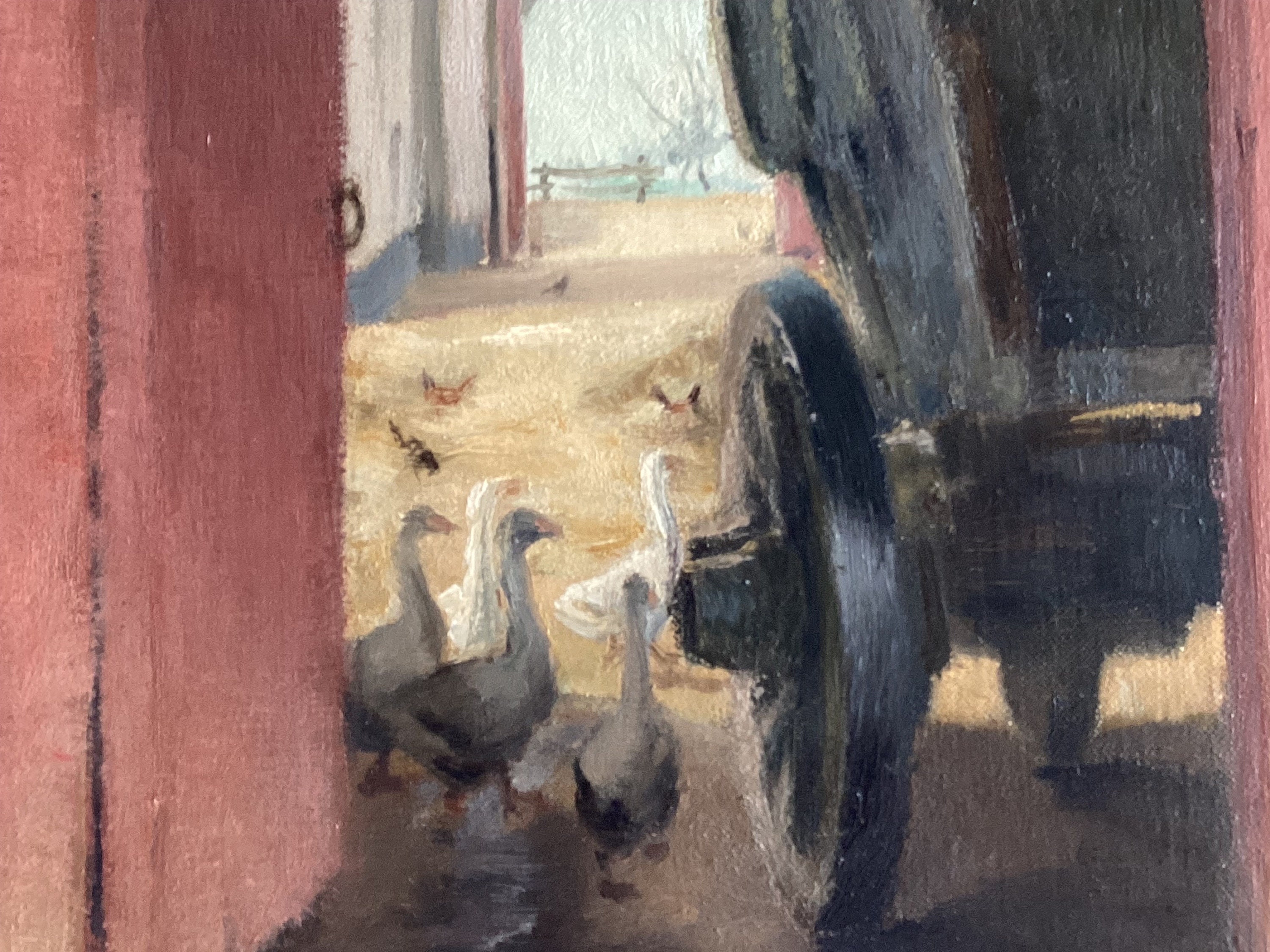 Vintage Figurative Painting | Georges Rogy 1930s Belgian, Country Courtyard Oil — photo 8 of 11