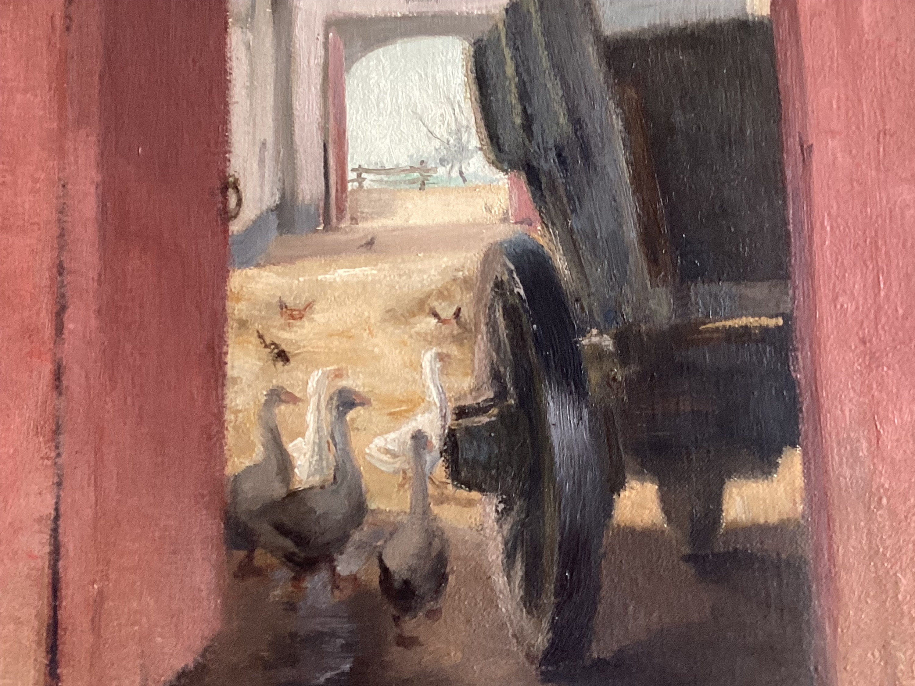 Vintage Figurative Painting | Georges Rogy 1930s Belgian, Country Courtyard Oil — photo 10 of 11