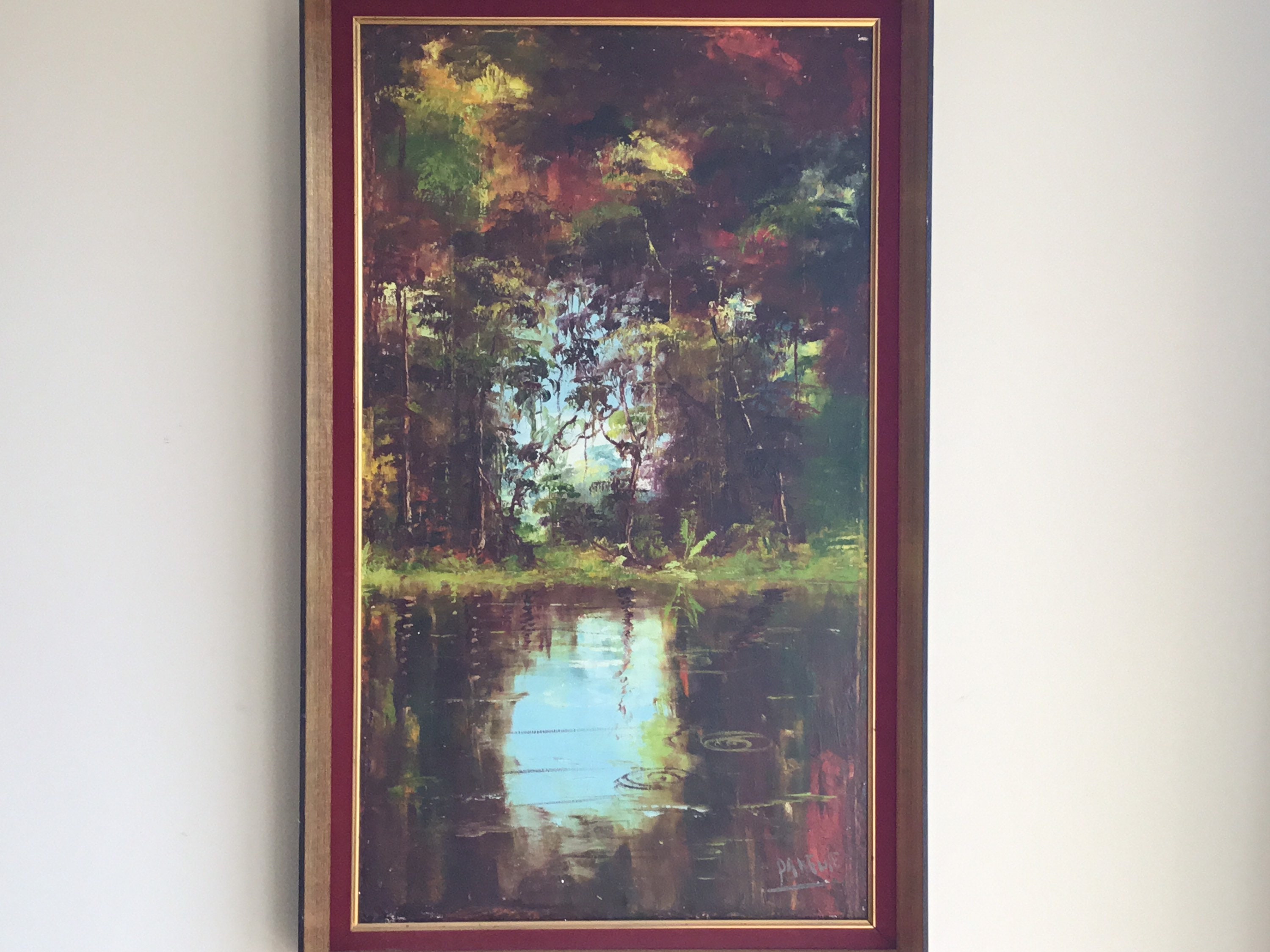 Vintage African Landscape | Pandu E. Congo Painting, 1930s Tropical Forest Oil Canvas — photo 3 of 11