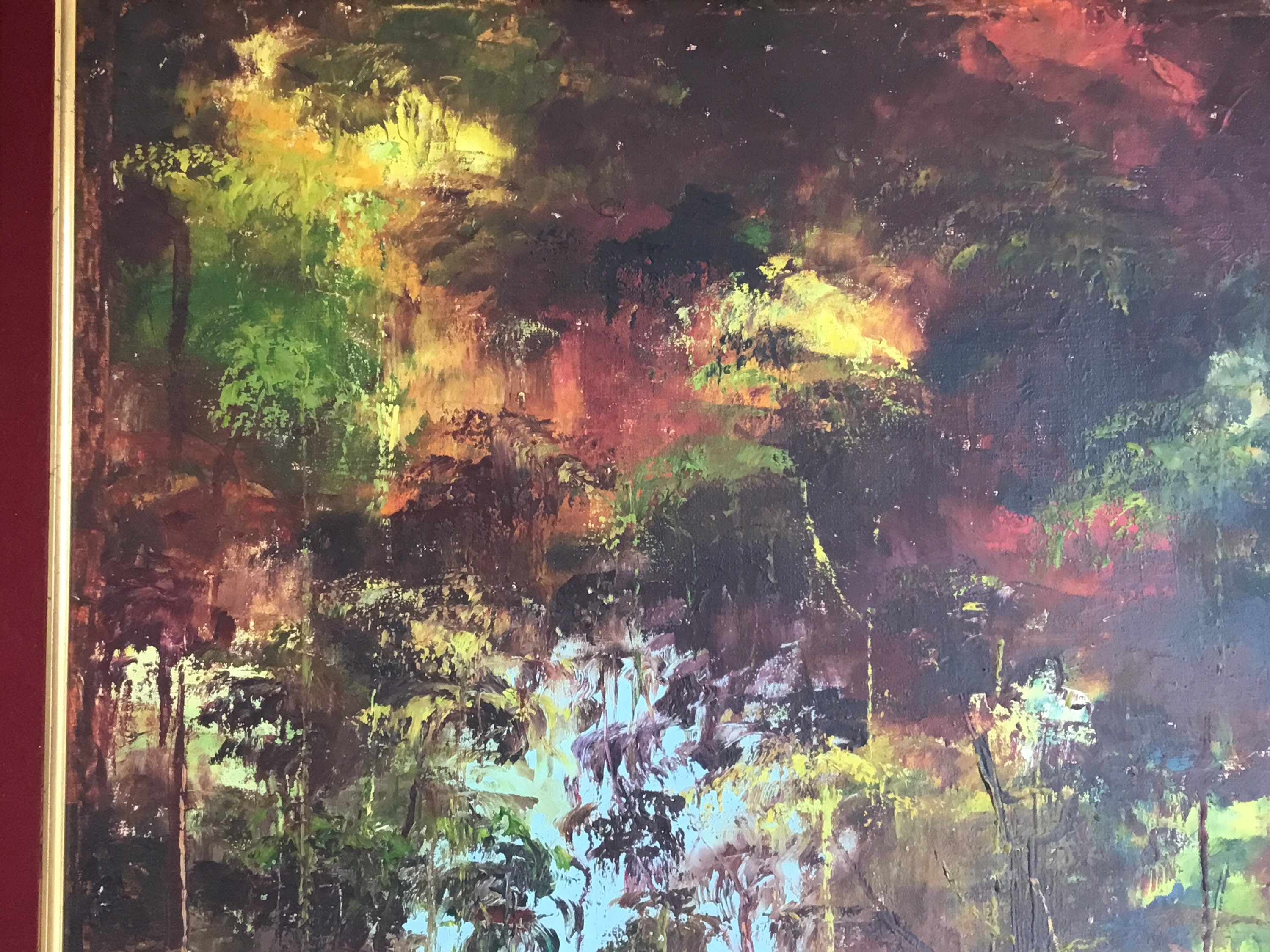 Vintage African Landscape | Pandu E. Congo Painting, 1930s Tropical Forest Oil Canvas — photo 8 of 11