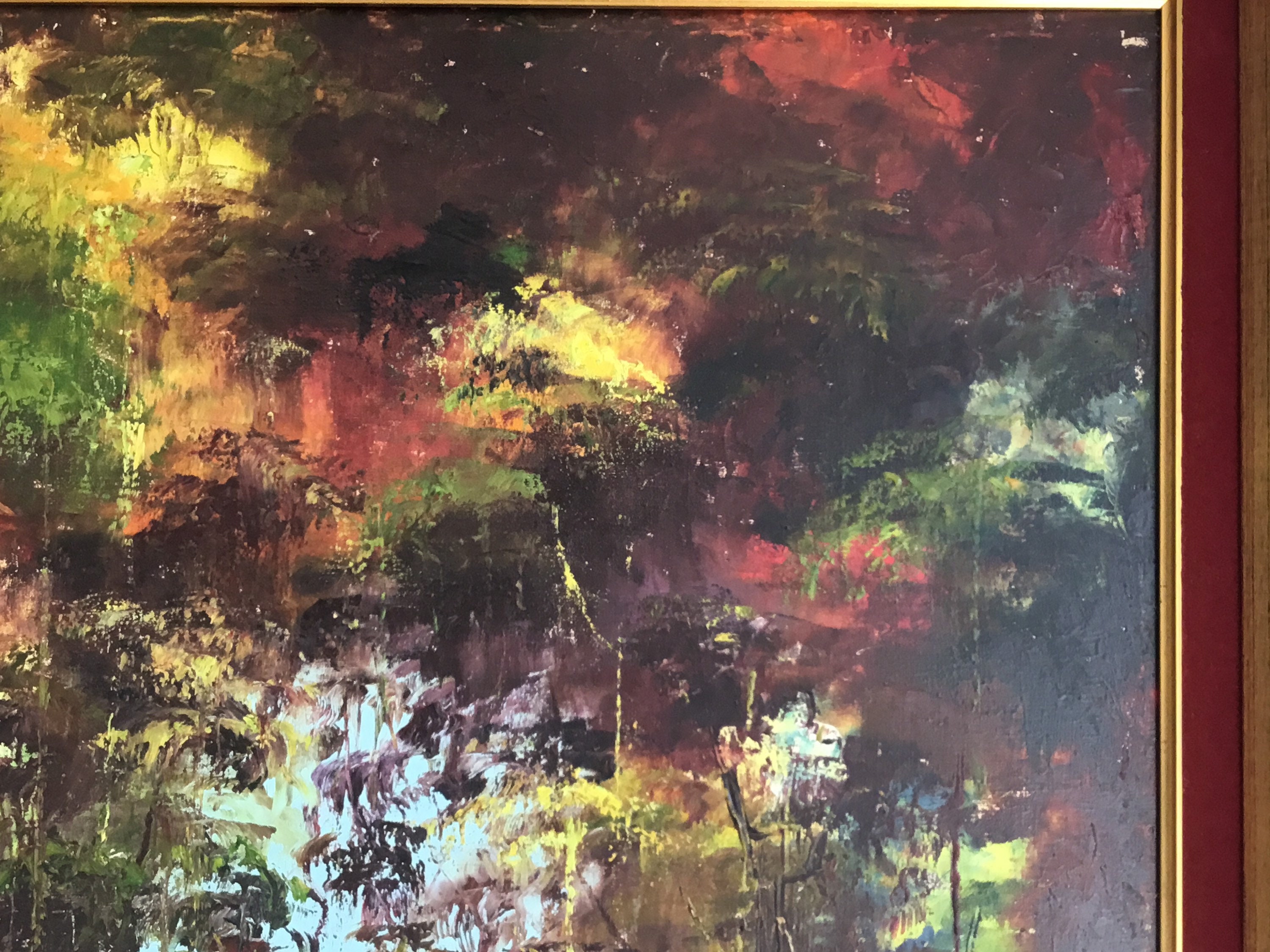 Vintage African Landscape | Pandu E. Congo Painting, 1930s Tropical Forest Oil Canvas — photo 9 of 11