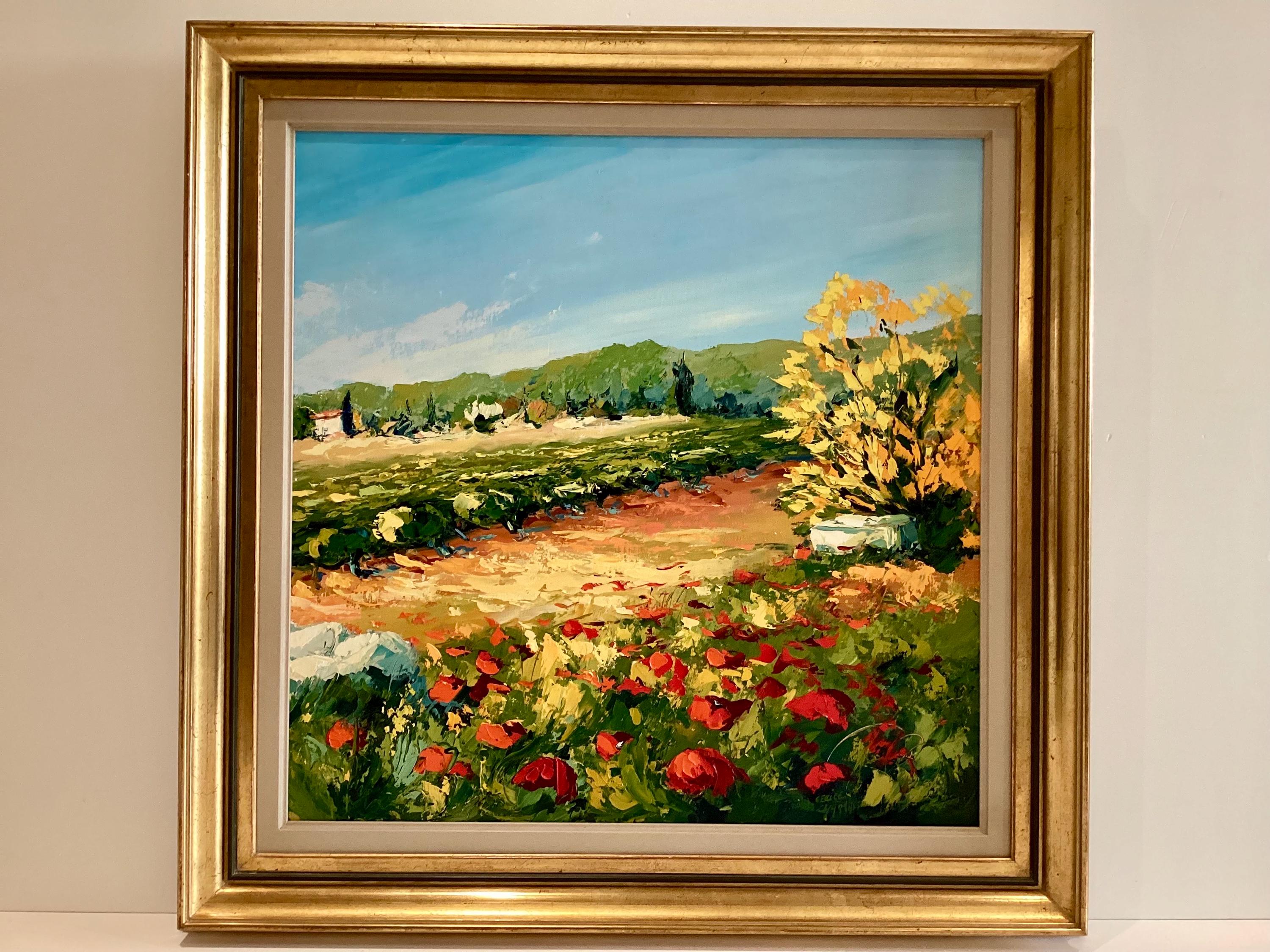 Landscape Painting | Cecilia Carrasse Belgian Artist, Poppies Oil on Canvas Signed — photo 3 of 11