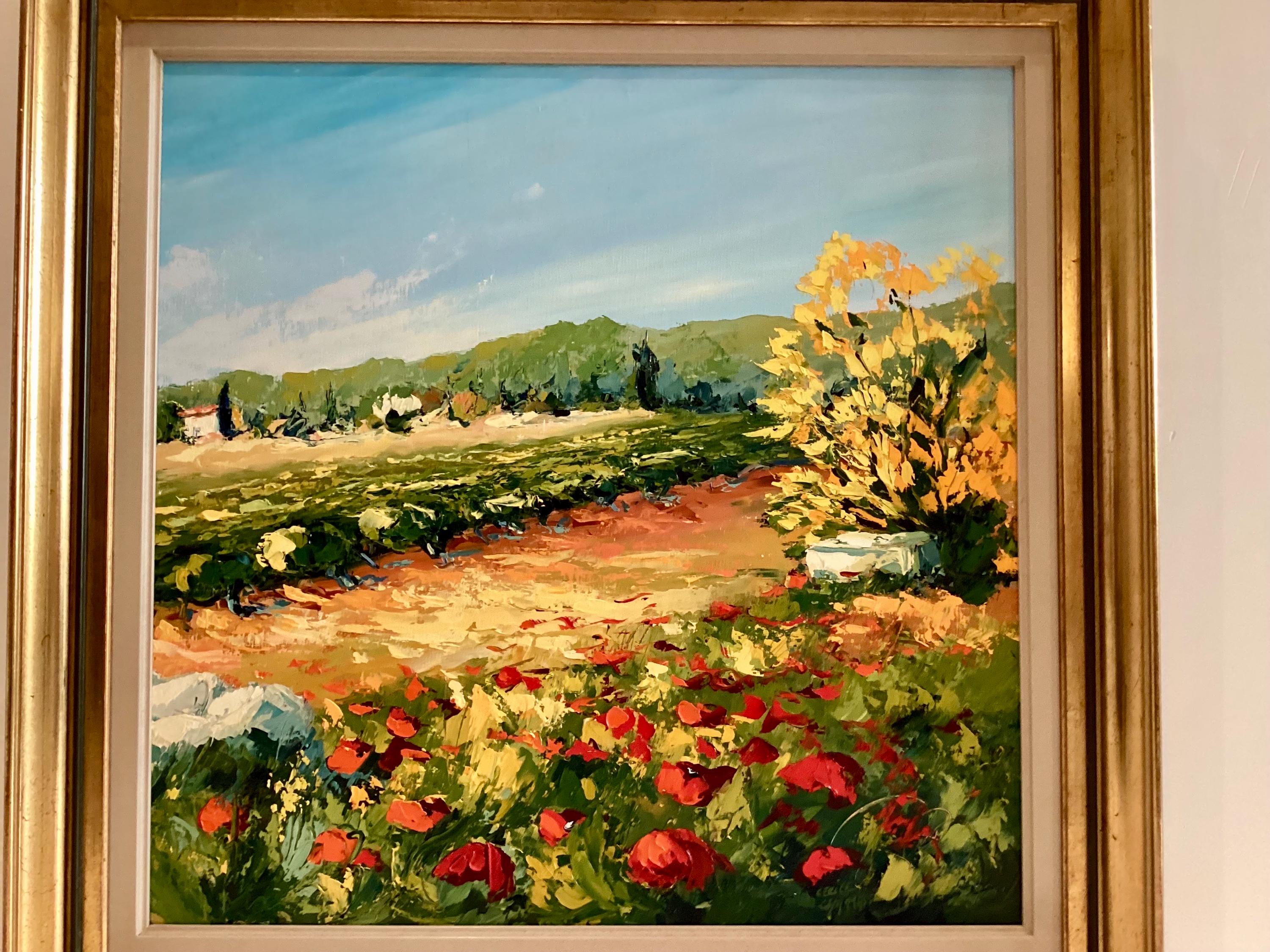 Landscape Painting | Cecilia Carrasse Belgian Artist, Poppies Oil on Canvas Signed — photo 5 of 11