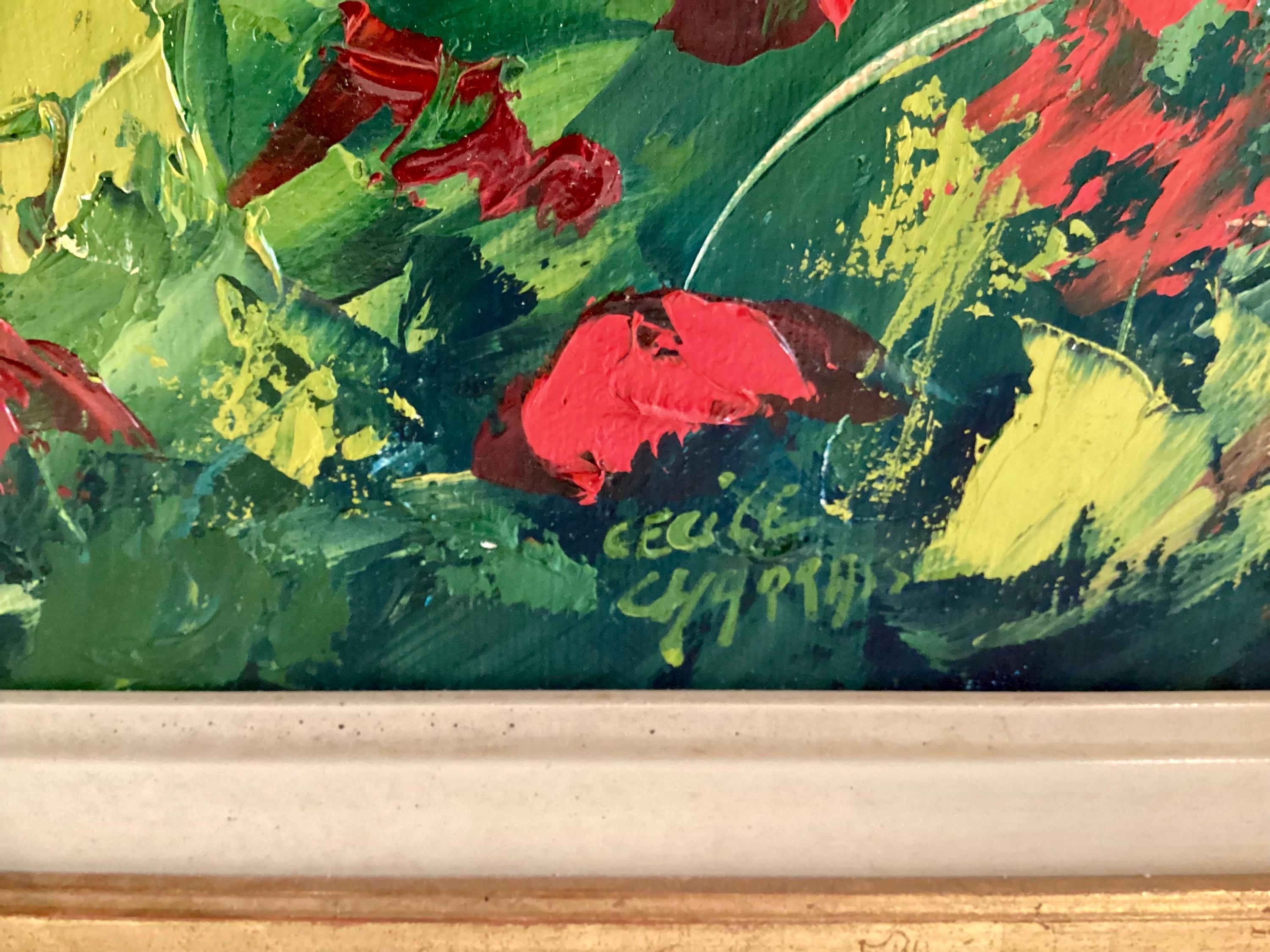 Landscape Painting | Cecilia Carrasse Belgian Artist, Poppies Oil on Canvas Signed — photo 6 of 11