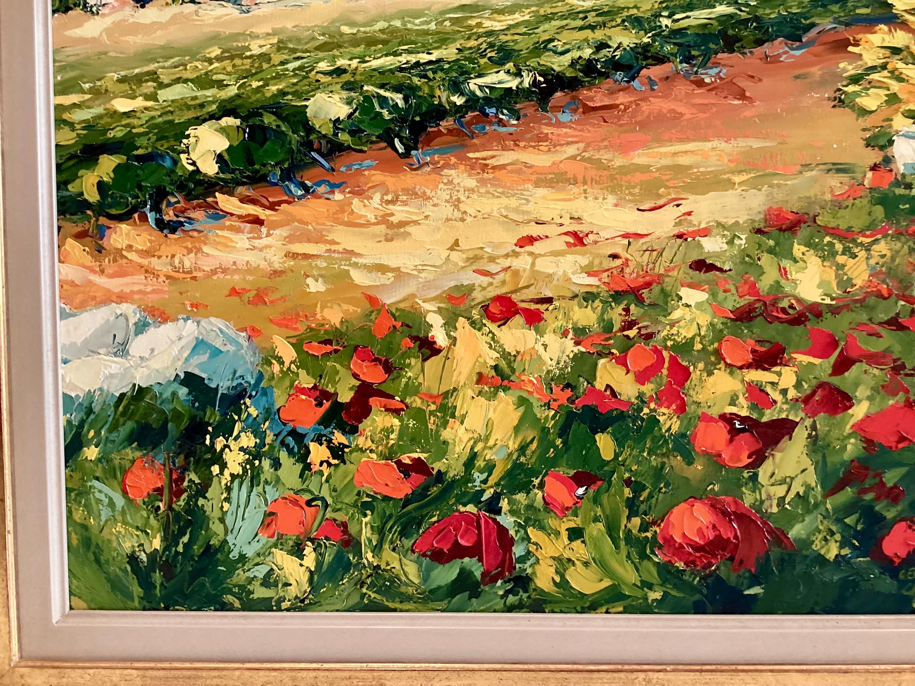 Landscape Painting | Cecilia Carrasse Belgian Artist, Poppies Oil on Canvas Signed — photo 9 of 11