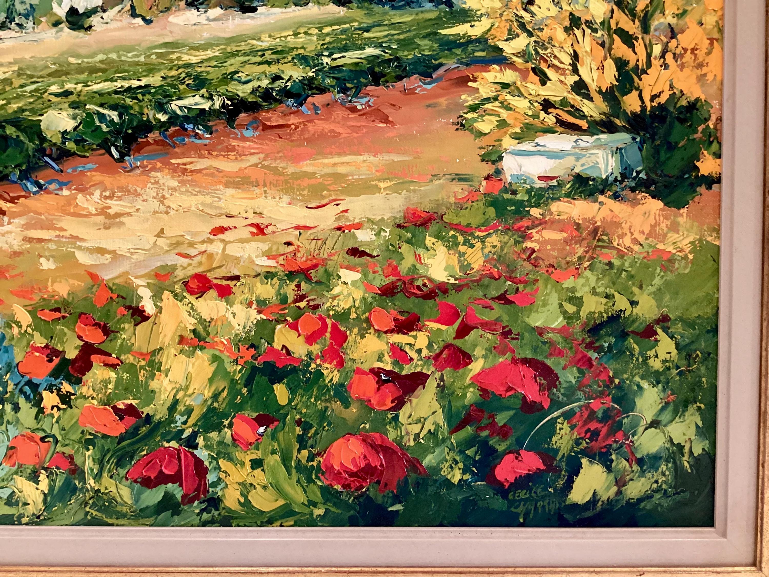 Landscape Painting | Cecilia Carrasse Belgian Artist, Poppies Oil on Canvas Signed — photo 10 of 11