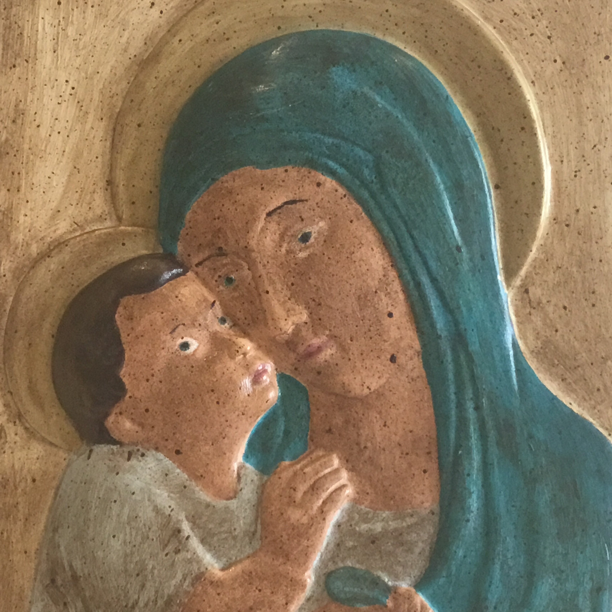 Sacred Relief | Diego Casella-Pc-1954 Madonna and Child (1972) Hand-Painted Ceramic — photo 4 of 8