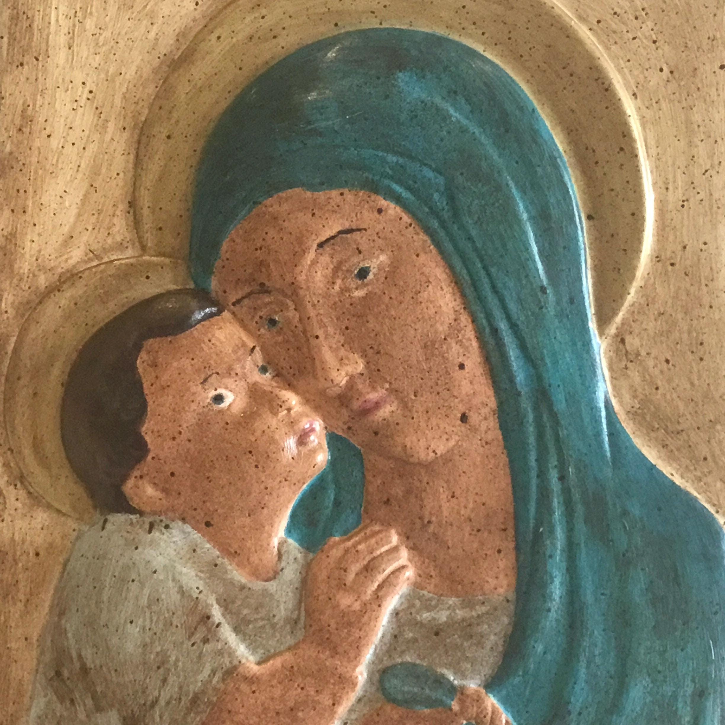 Sacred Relief | Diego Casella-Pc-1954 Madonna and Child (1972) Hand-Painted Ceramic — photo 5 of 8