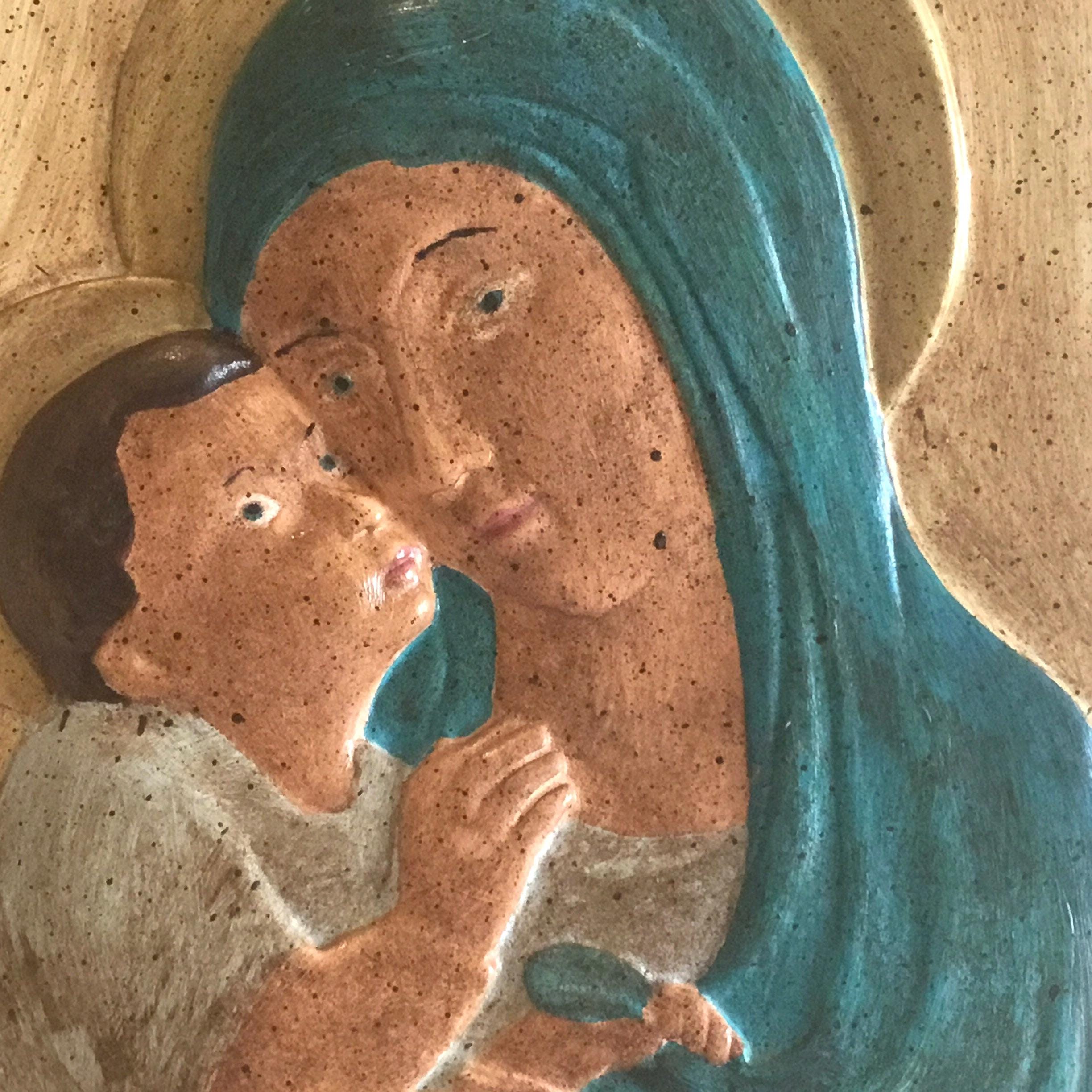 Sacred Relief | Diego Casella-Pc-1954 Madonna and Child (1972) Hand-Painted Ceramic — photo 6 of 8