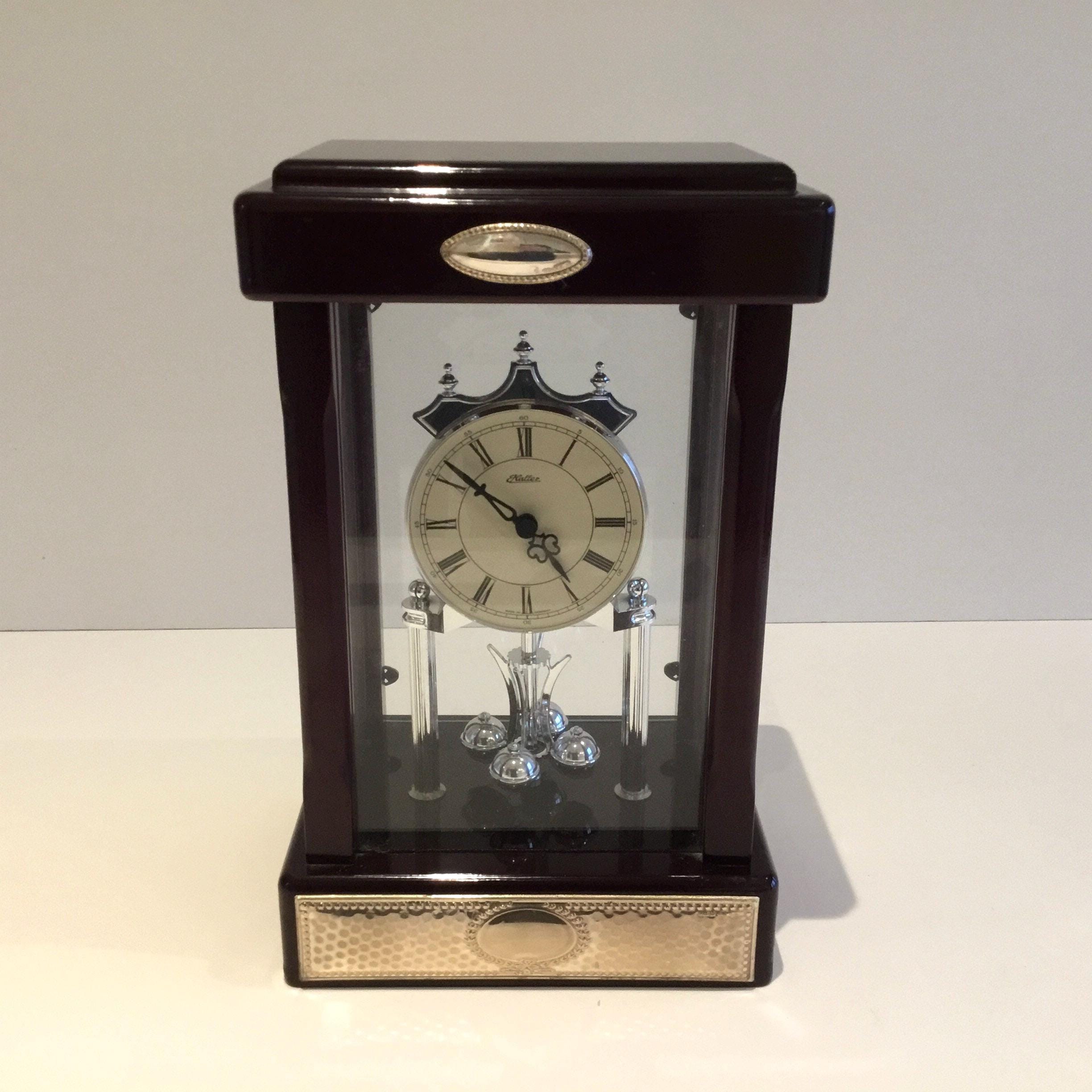 Vintage Clock | 1980s German Haller Table Clock, 925 Silver Inlays Quartz — photo 2 of 8